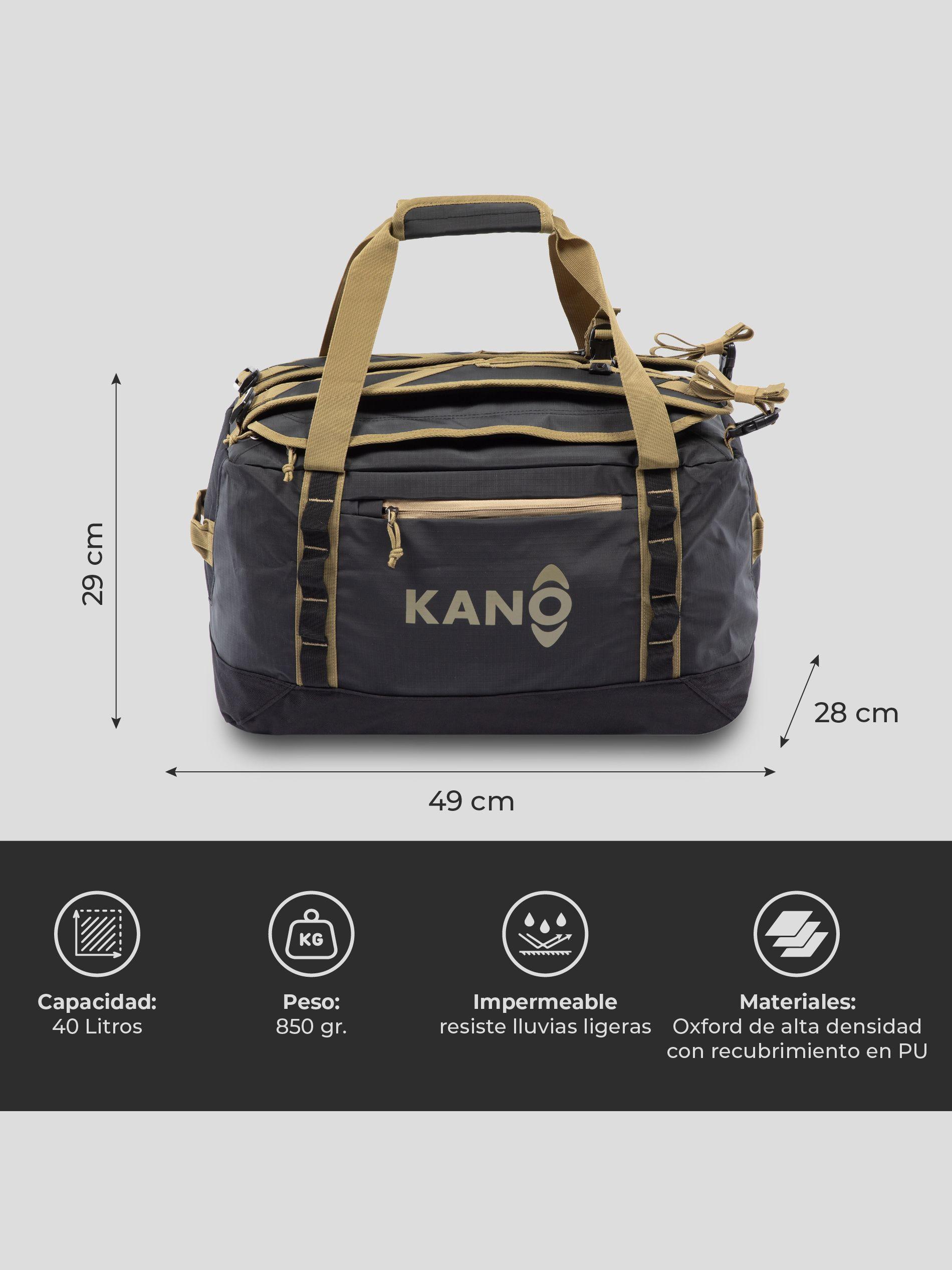 Bolso Mochila Impermeable 40L Kano Darwin Bolso de Viaje Negro/Beige-5