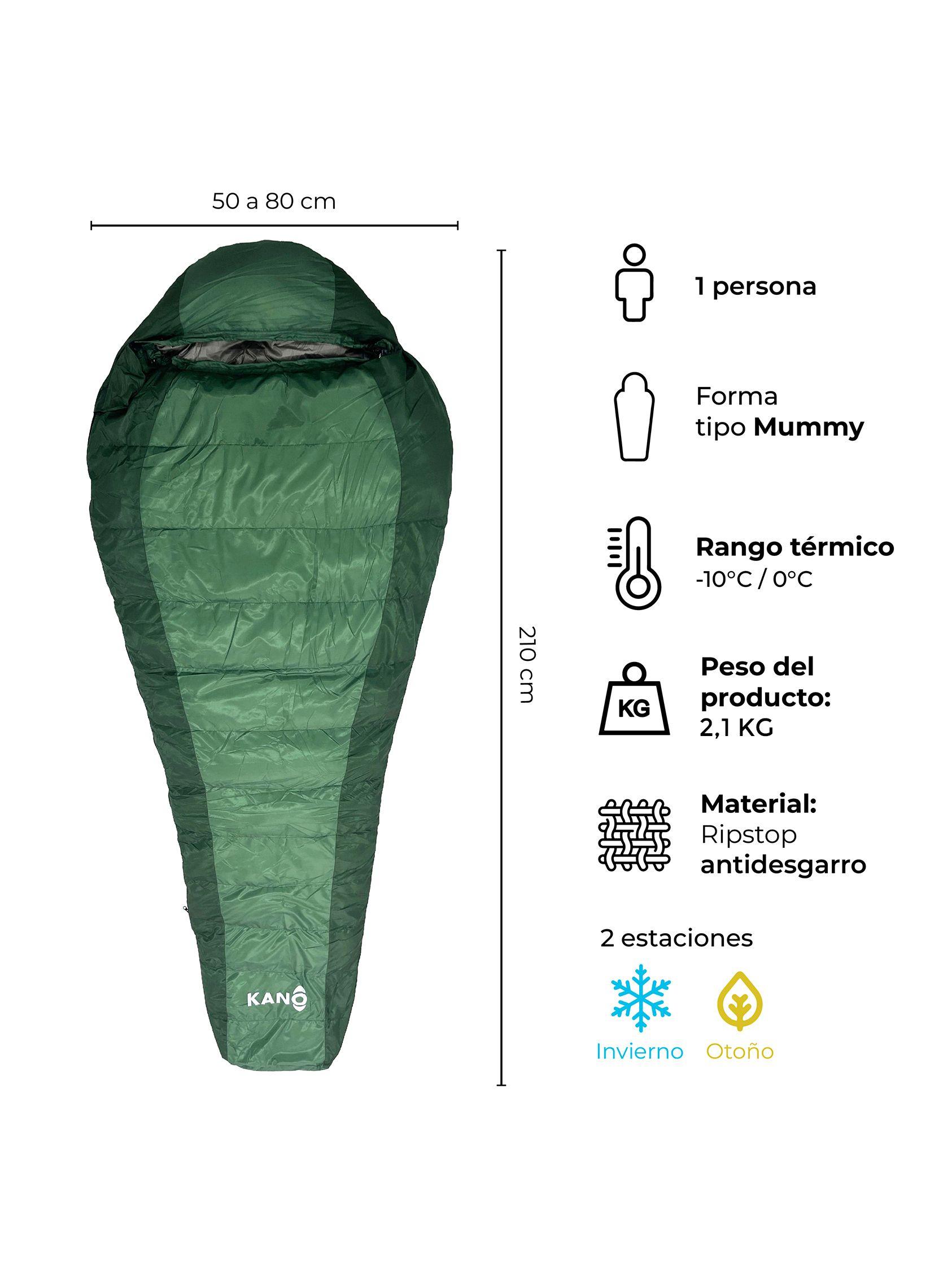 Saco de Dormir Kano Aconcagua -10ºC / 0ºC 2100g Verde-1