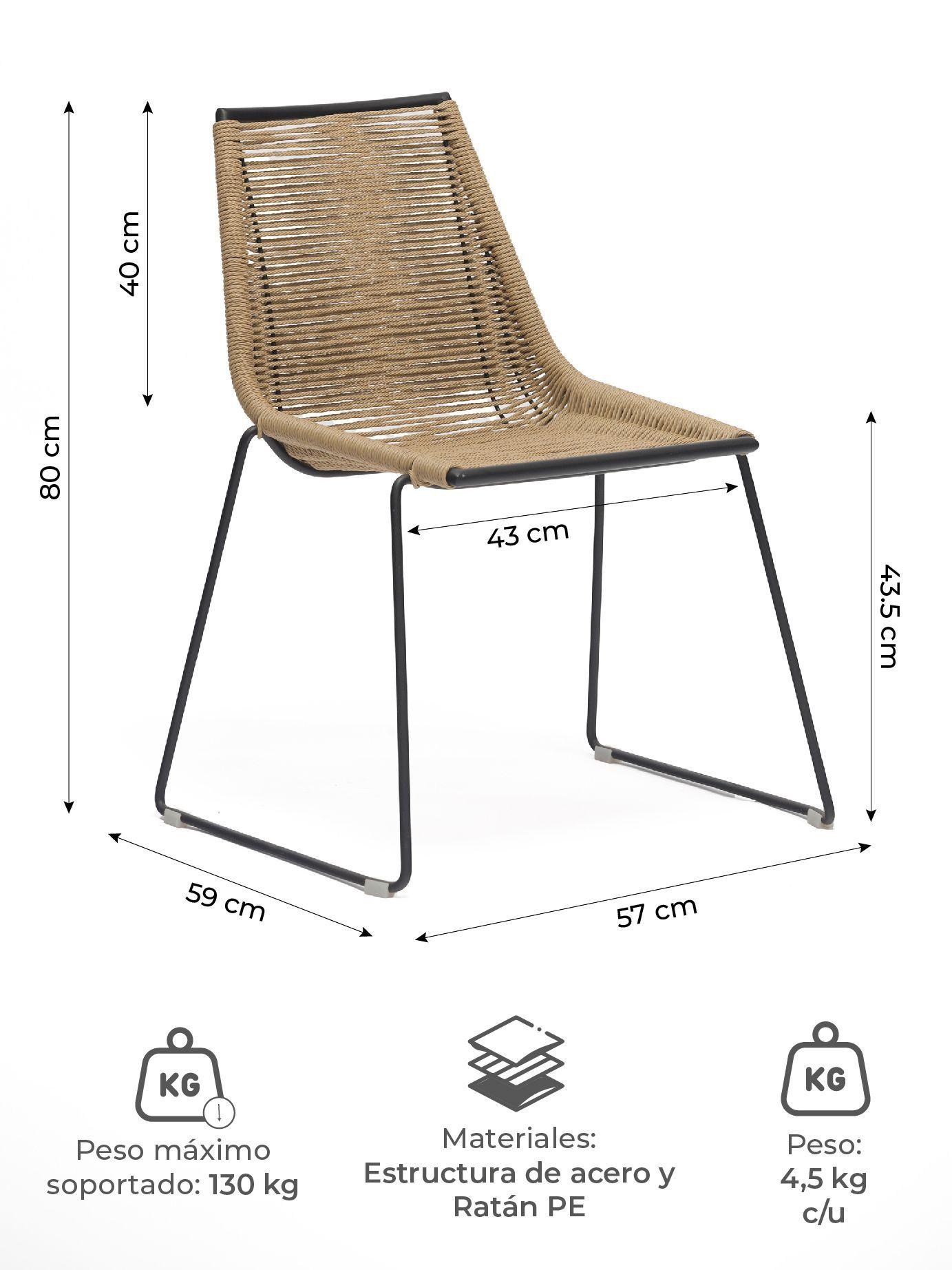 Set de 2 Silla Exterior Thani Ratán Sintético Jardín y Terraza-2
