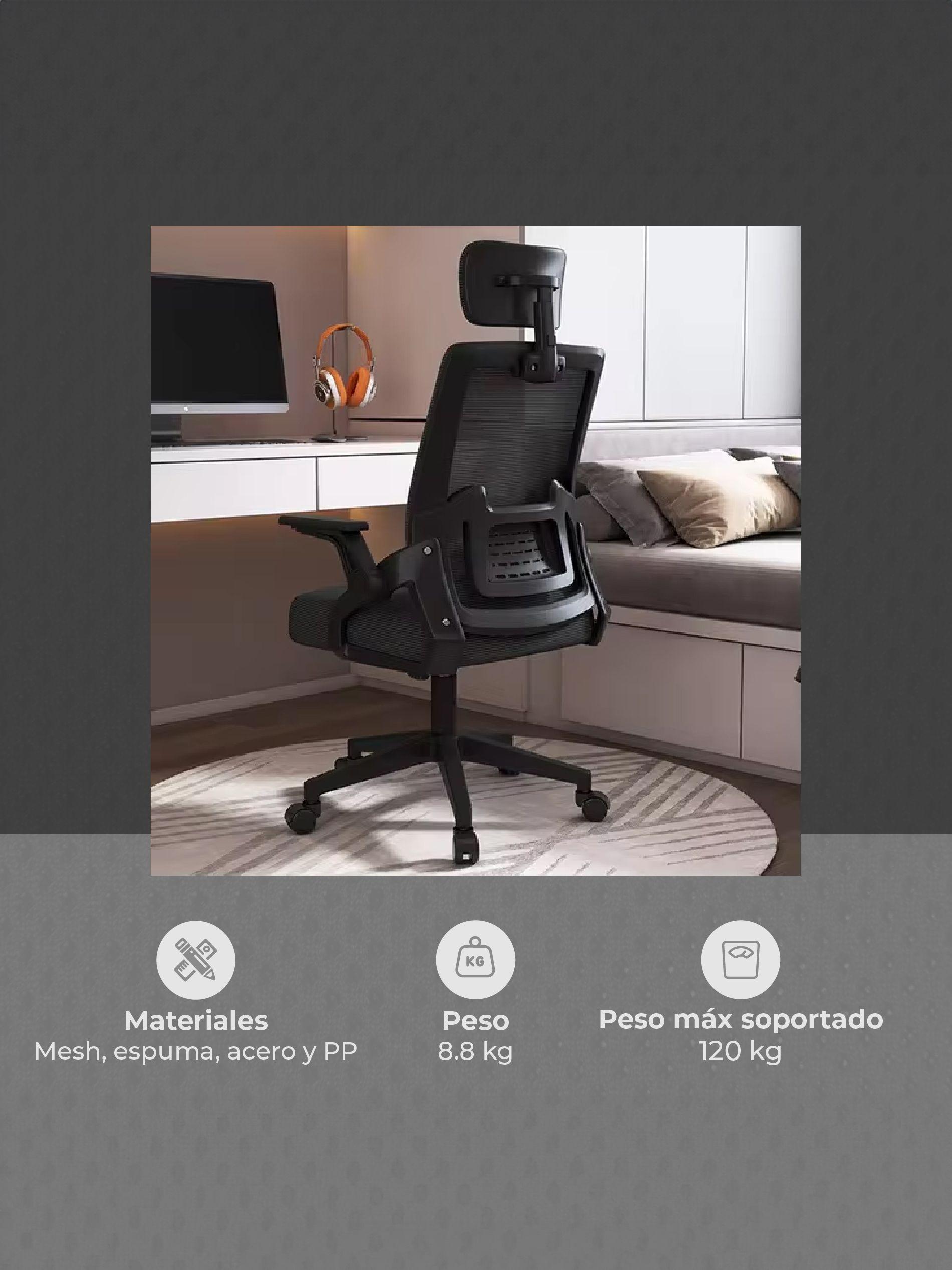 Silla de Escritorio con Cabezal Ergonomus Doha Negro-5