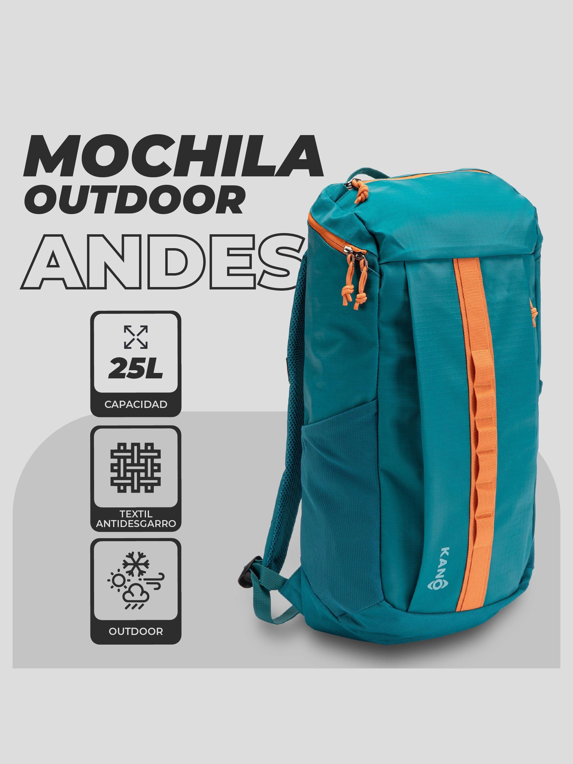 Mochila Trekking 25L Kano Andes Camping y Urbana Notebook Verde-2