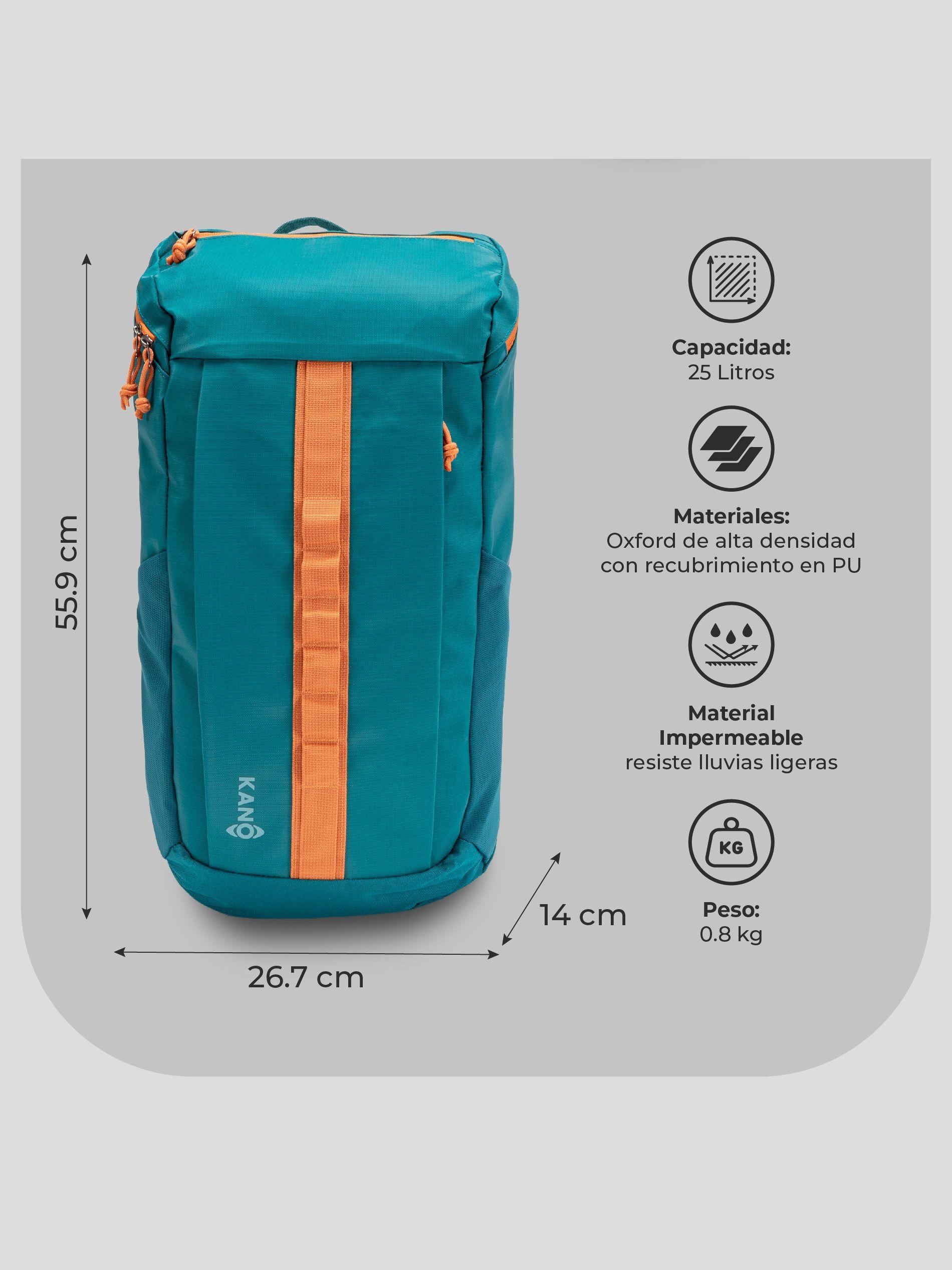 Mochila Trekking 25L Kano Andes Camping y Urbana Notebook Verde-3