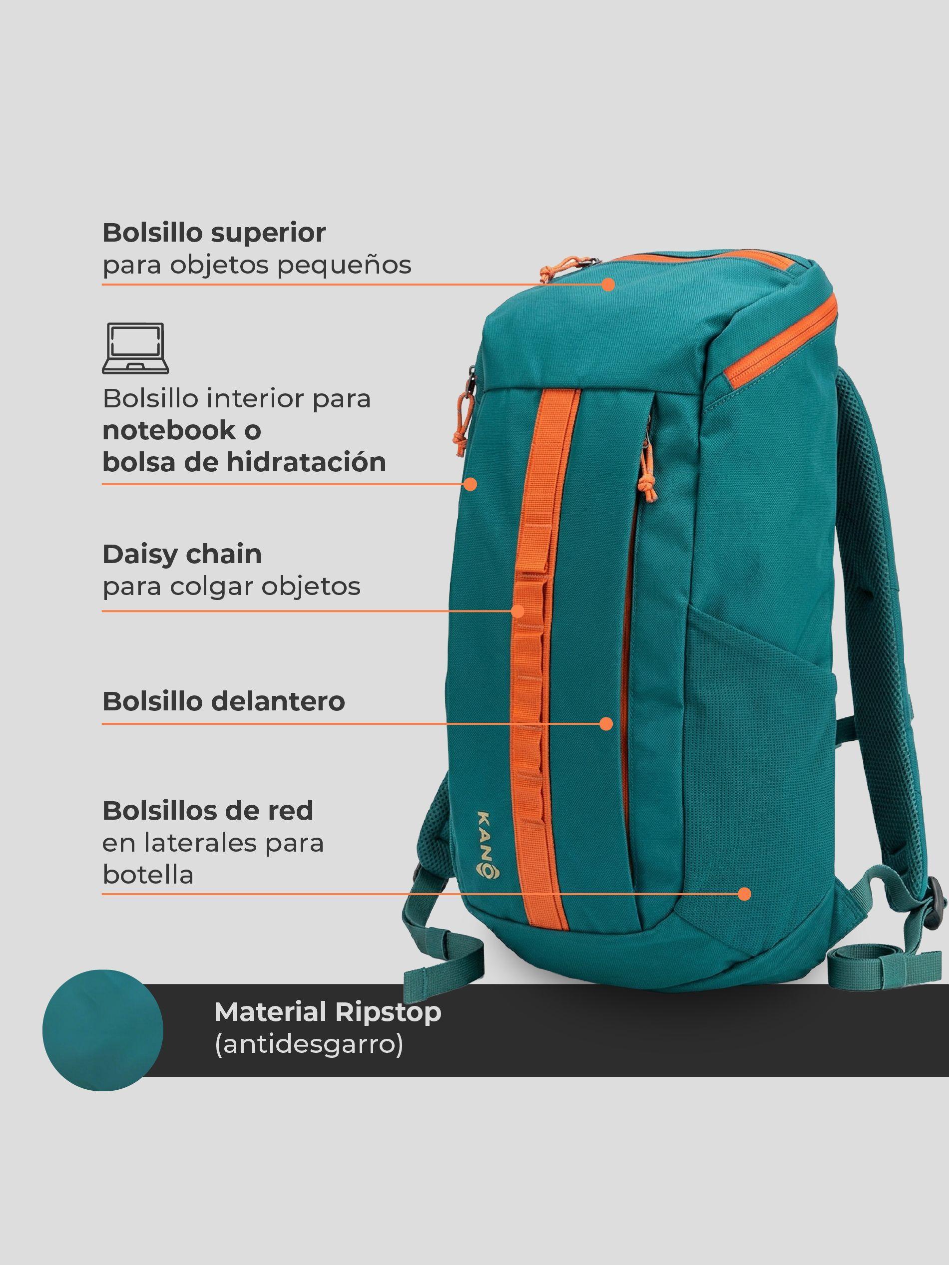 Mochila Trekking 25L Kano Andes Camping y Urbana Notebook Verde-4