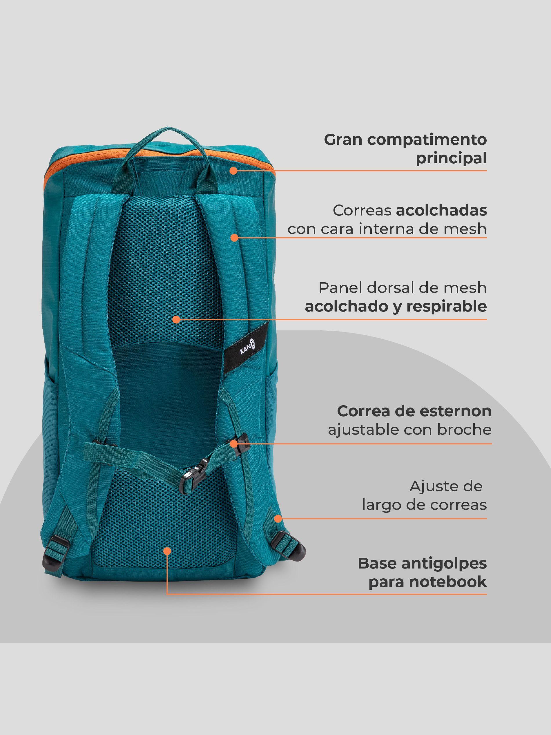 Mochila Trekking 25L Kano Andes Camping y Urbana Notebook Verde-5