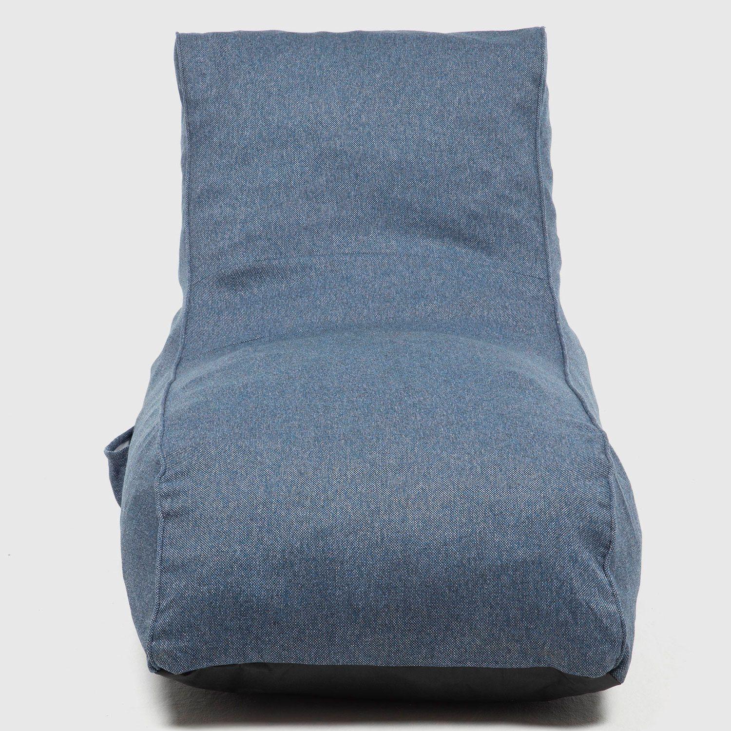 Sofá Pouf / Puff Azul Largo Con Respaldo Relan-1