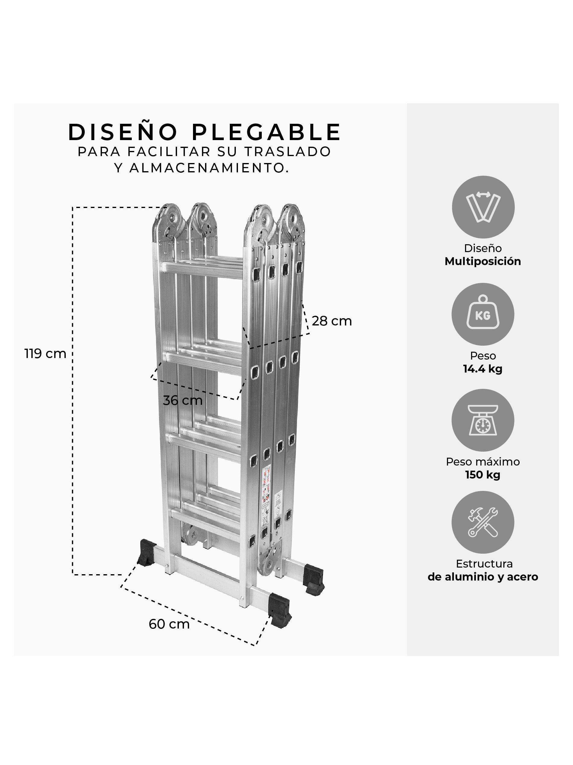 Escalera Plegable Halten Multipropósito 16 Peldaños-3