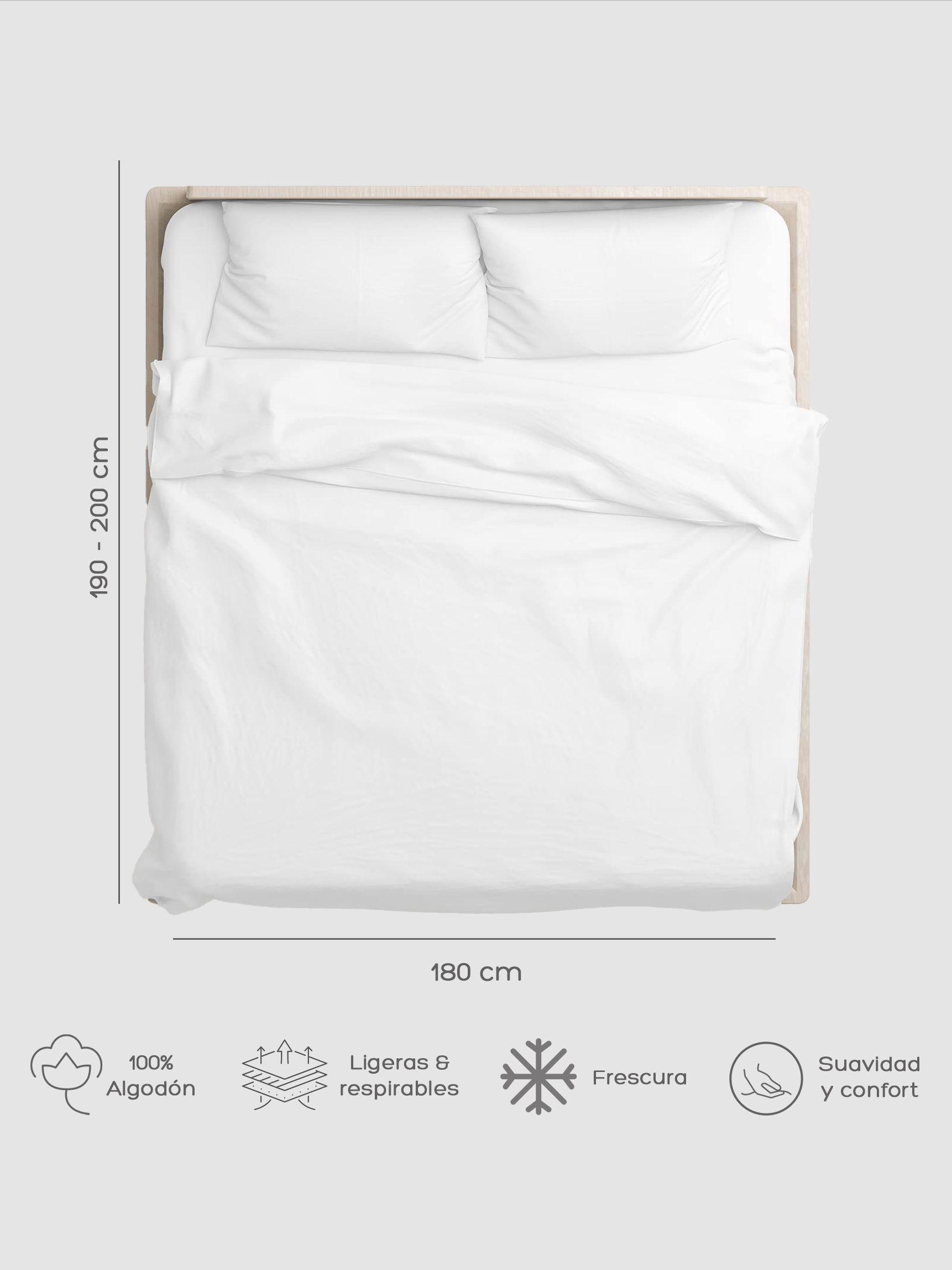 Juego de Sabanas de 300 Hilos de Algodón Blanco King Relan-1