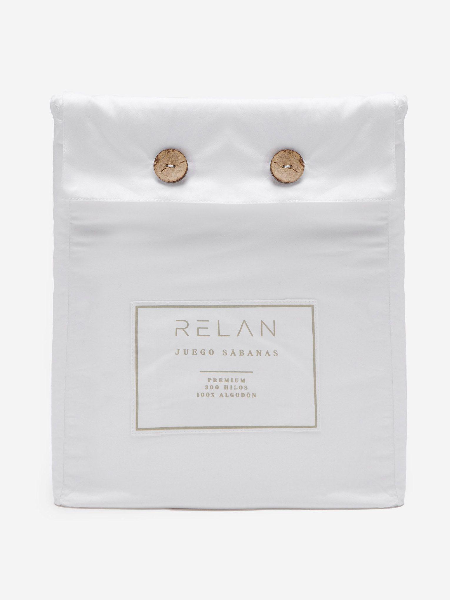 Juego de Sabanas de 300 Hilos de Algodón Blanco King Relan-8