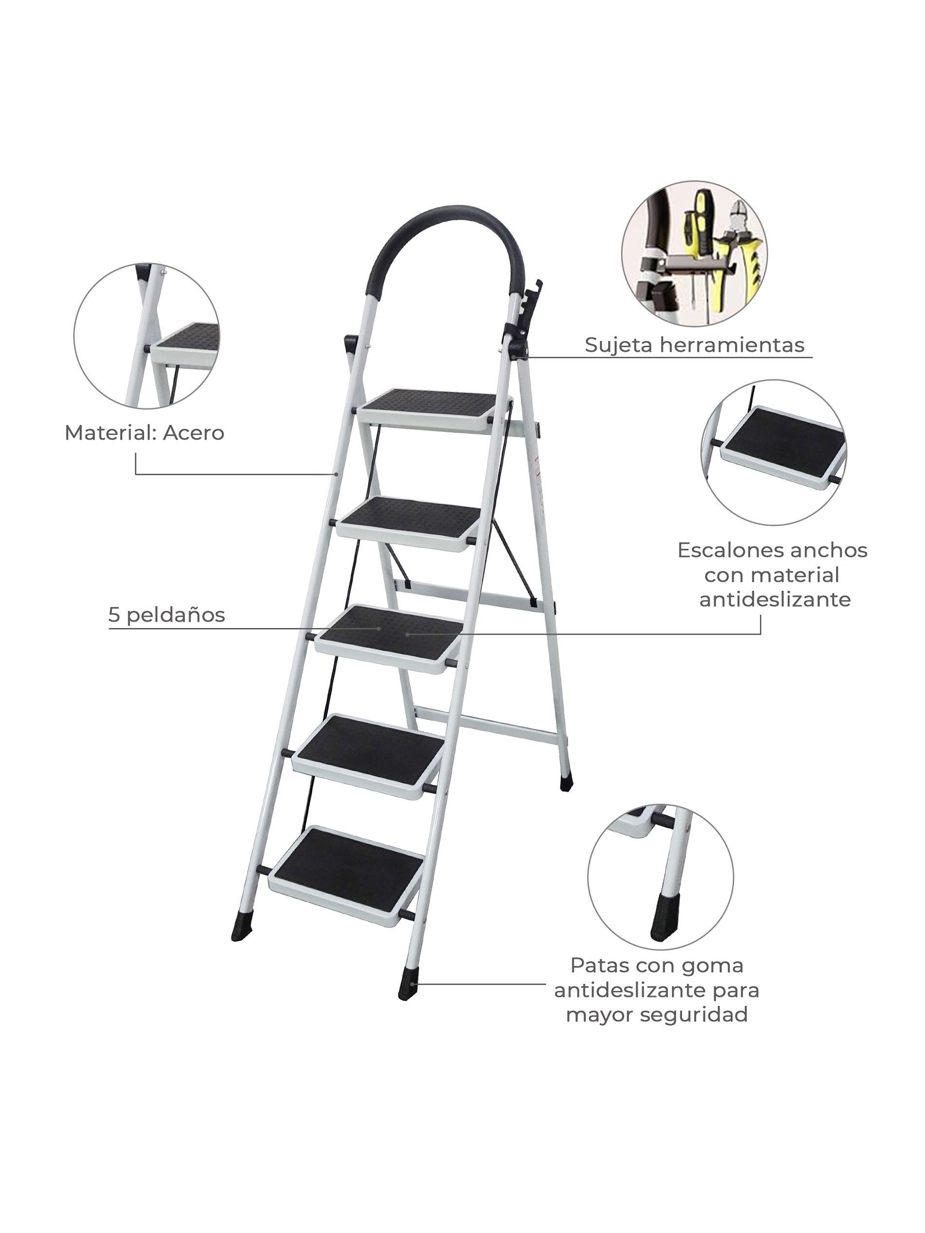 Escalera Plegable Halten de Acero 5 Peldaños-1