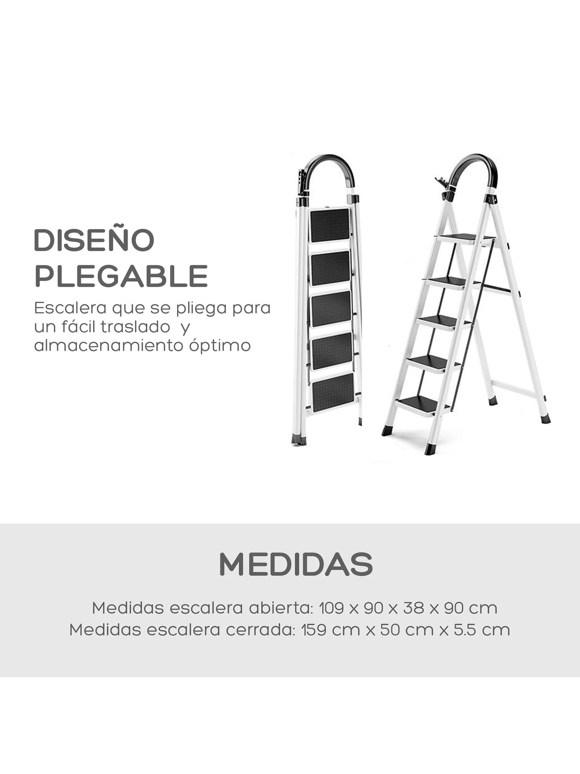Escalera Plegable Halten de Acero 5 Peldaños-3