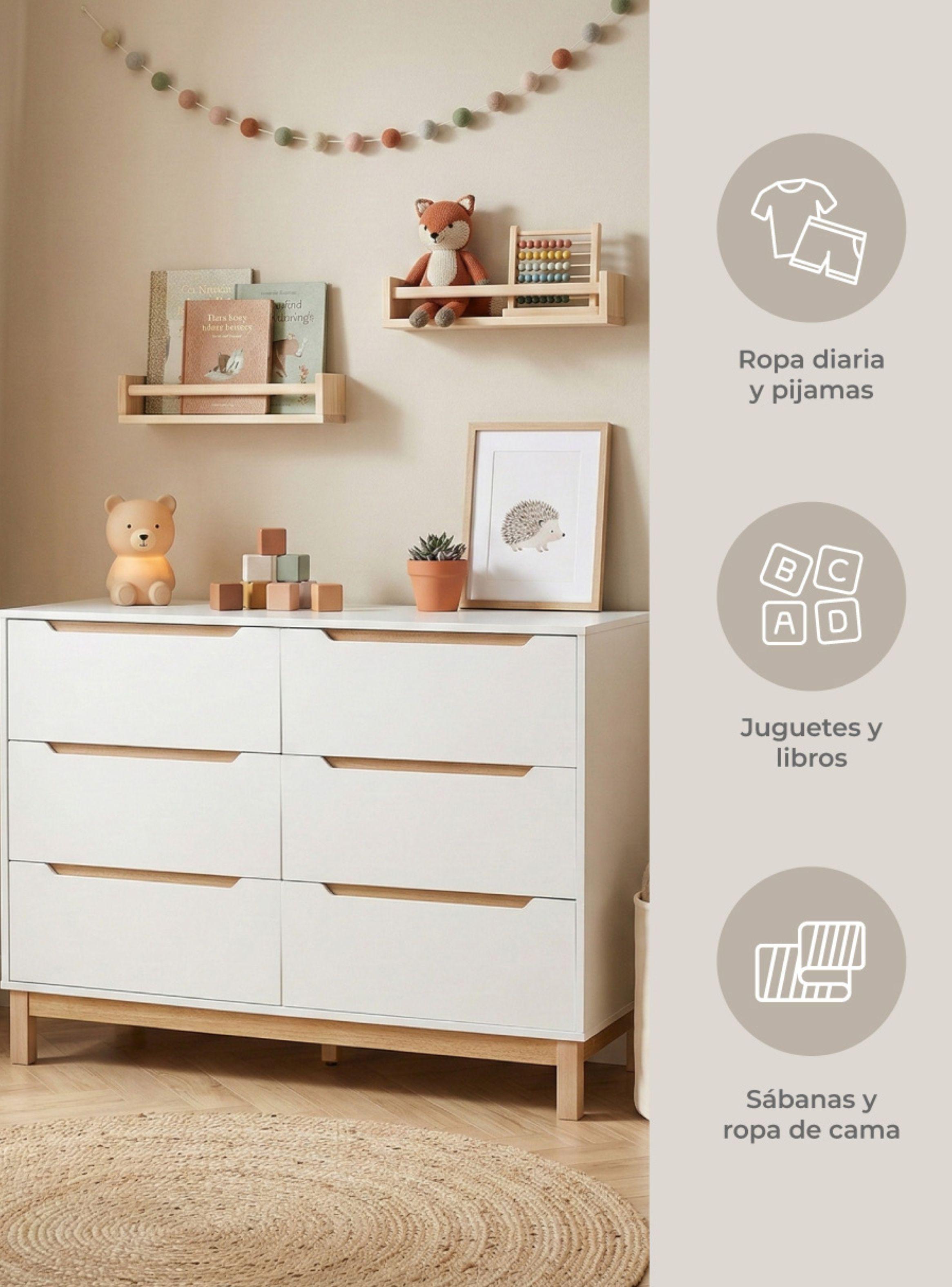 Cómoda Cajonera Isla Relan con 6 Cajones Simil Madera -3