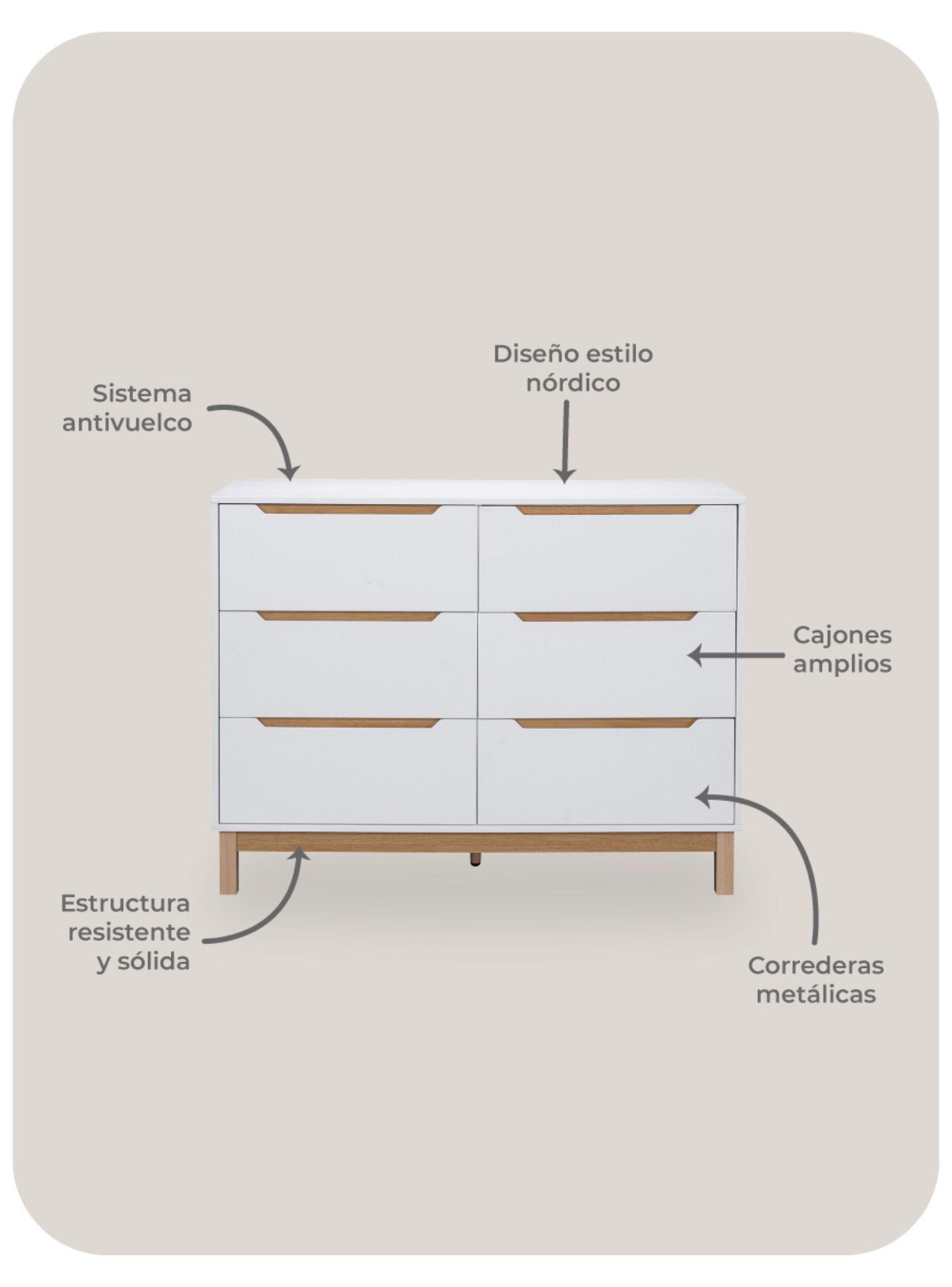 Cómoda Cajonera Isla Relan con 6 Cajones Simil Madera -5
