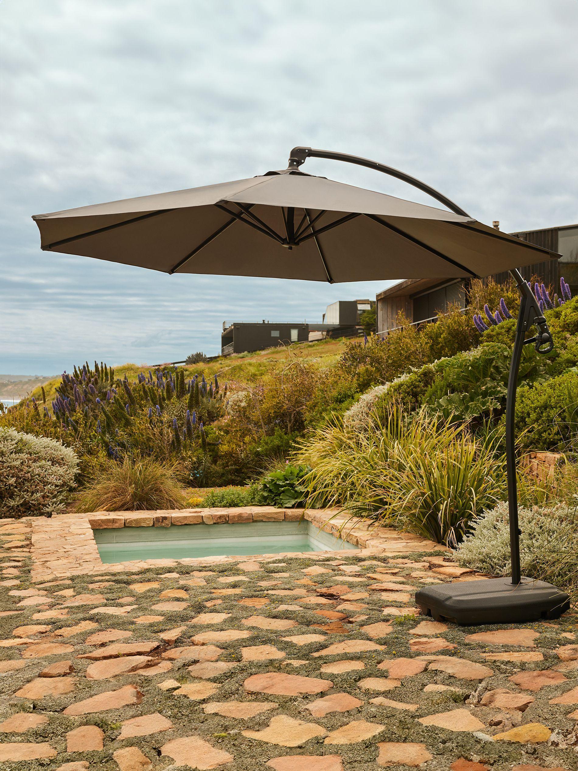 Quitasol Lateral Con Base Relan Gris 300 cm Manivela-4