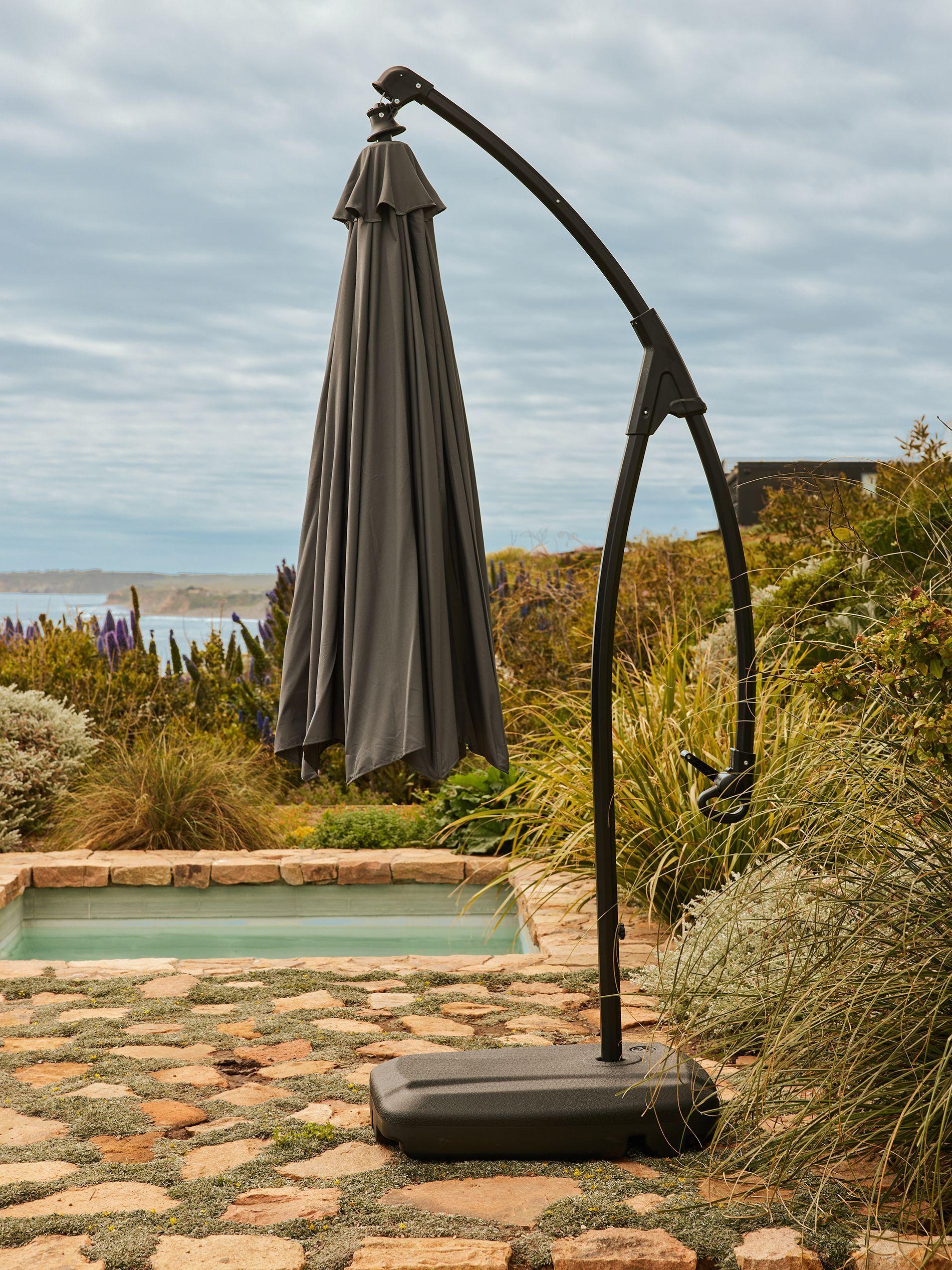 Quitasol Lateral Con Base Relan Gris 300 cm Manivela-5