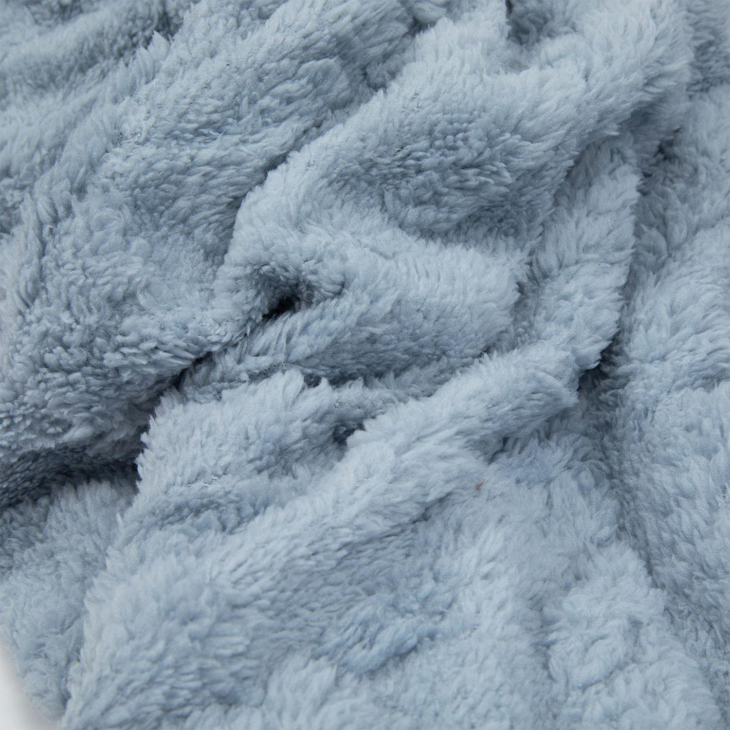 Manta Frazada Sherpa Jacquard Azul 1,5 Plazas Relan-3