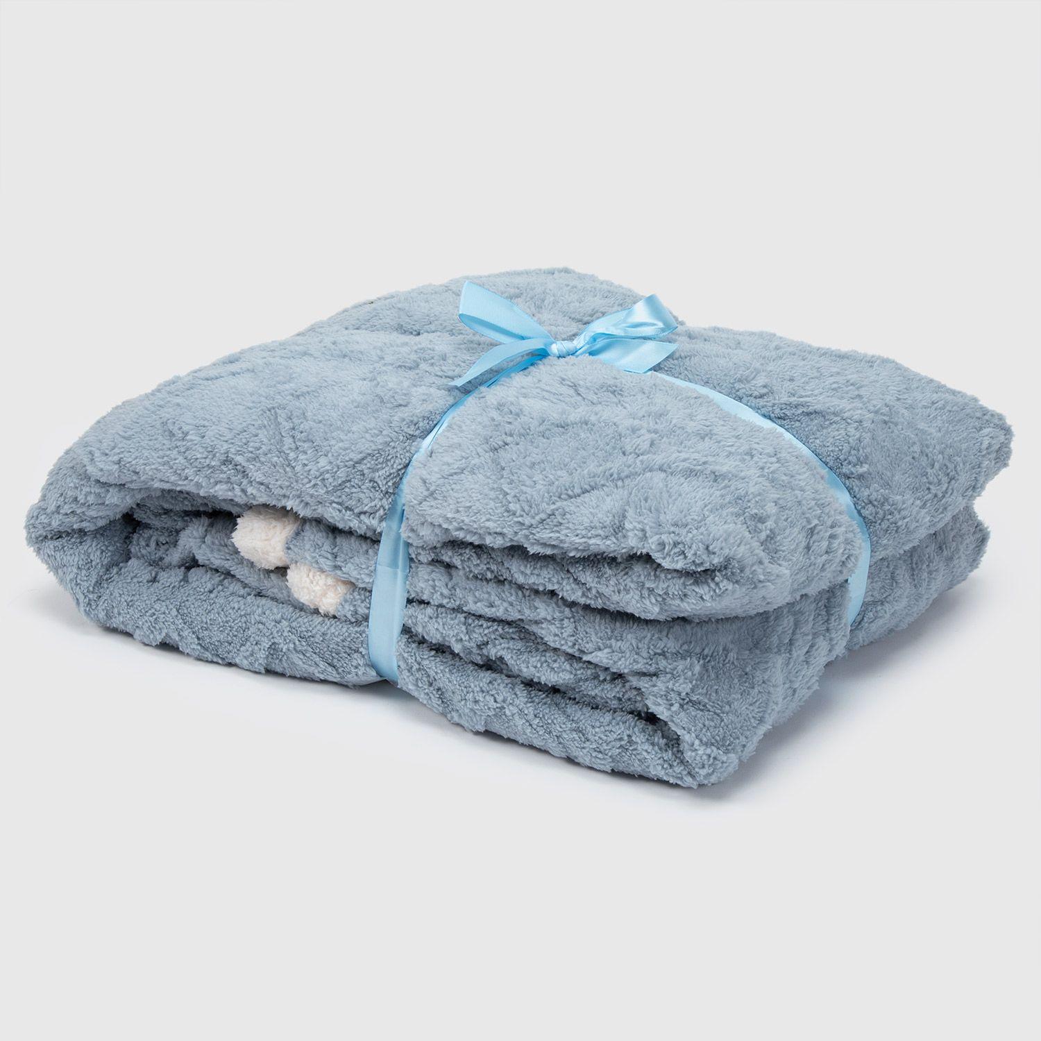 Manta Frazada Sherpa Jacquard Azul 1,5 Plazas Relan-4