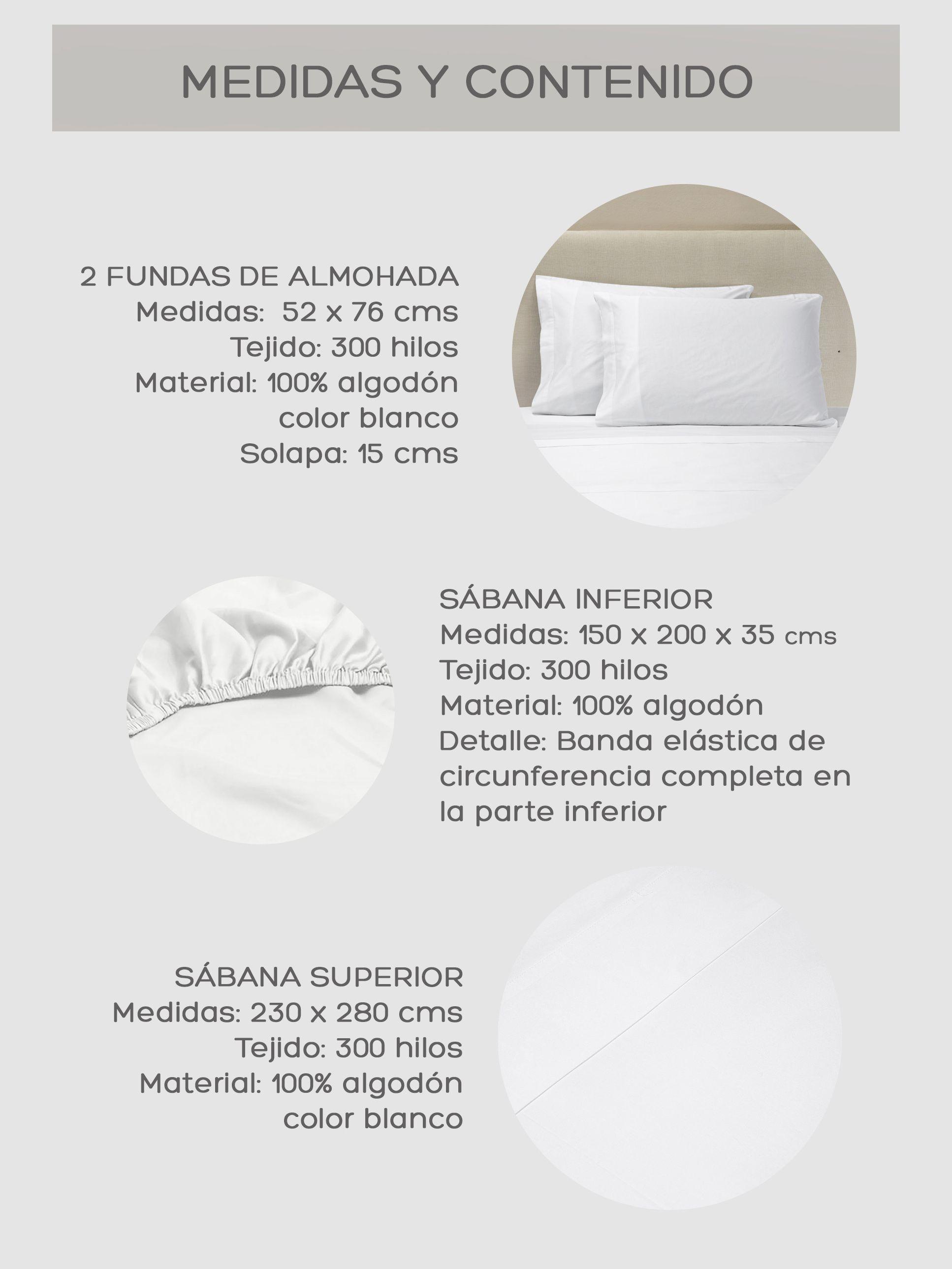 Juego de Sabanas Queen / Sábanas Blancas Relan 300 Hilos Algodón-7