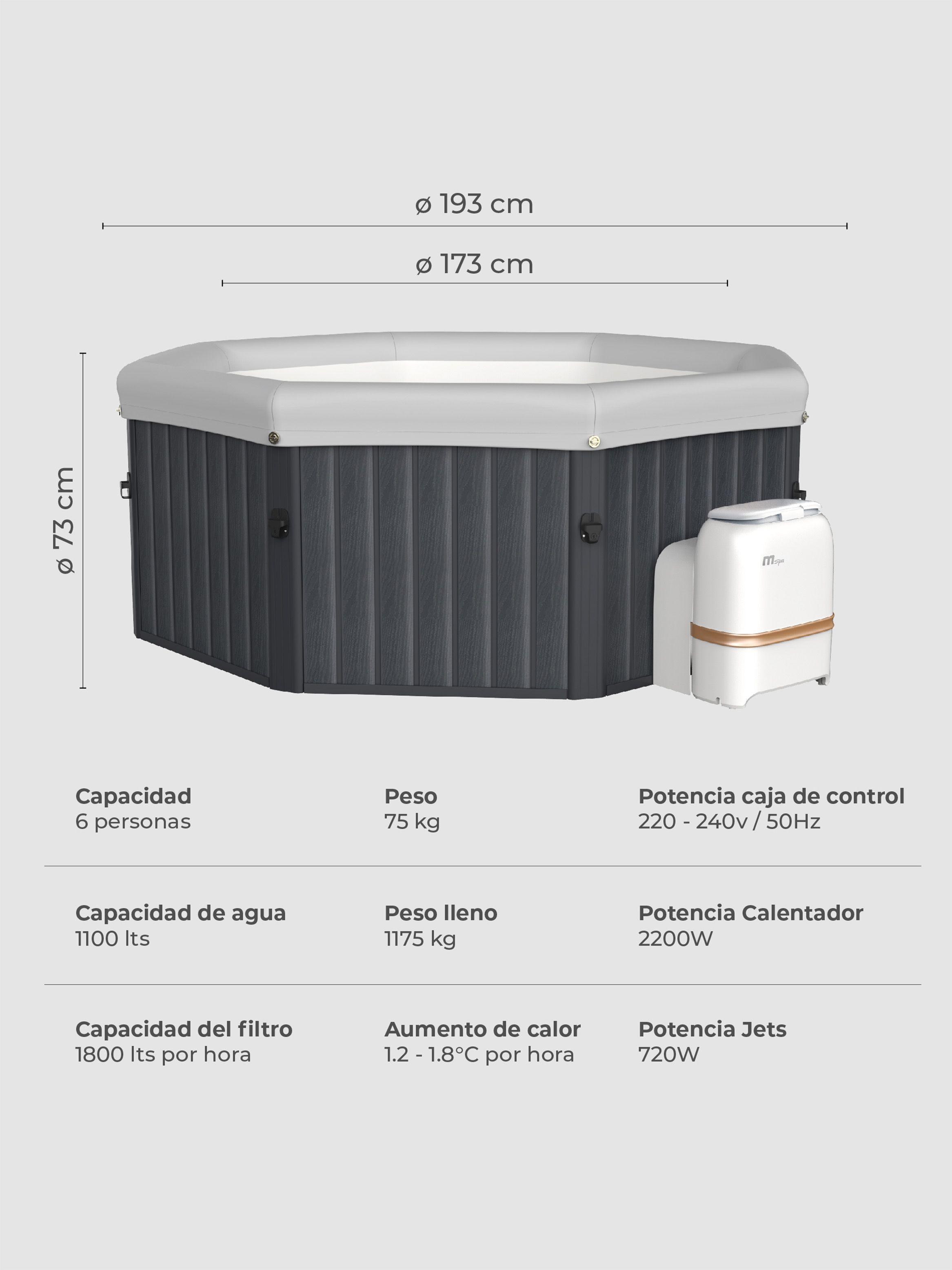 Hot Tub Armable Tuscany Frame WiFi Para 6 Personas MSpa-2