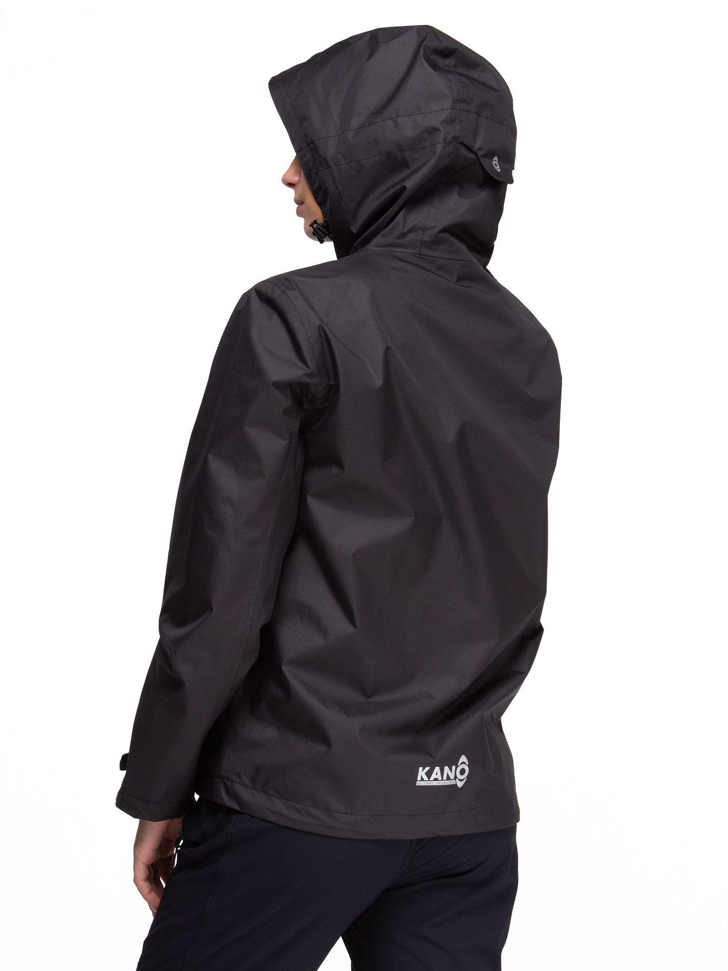 Chaqueta Cortavientos Impermeable Mujer Negro con Gorro-2