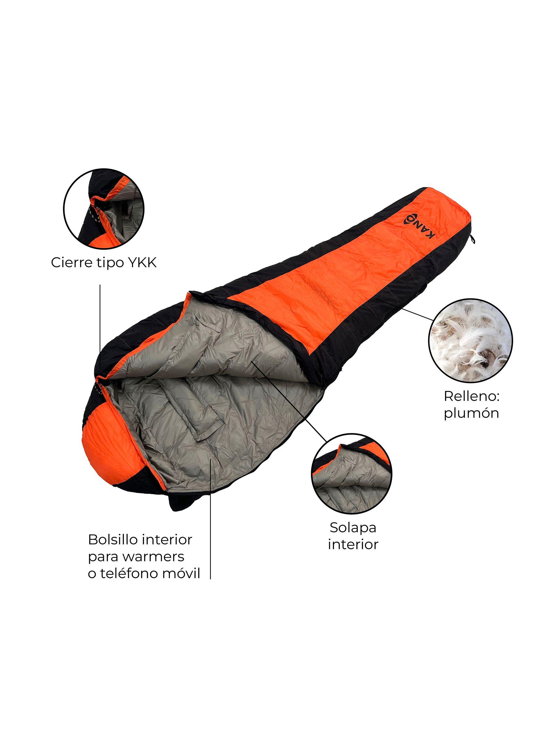 Saco de Dormir Kano Aconcagua -10/0ºC 2100g Ripstop Naranjo-2
