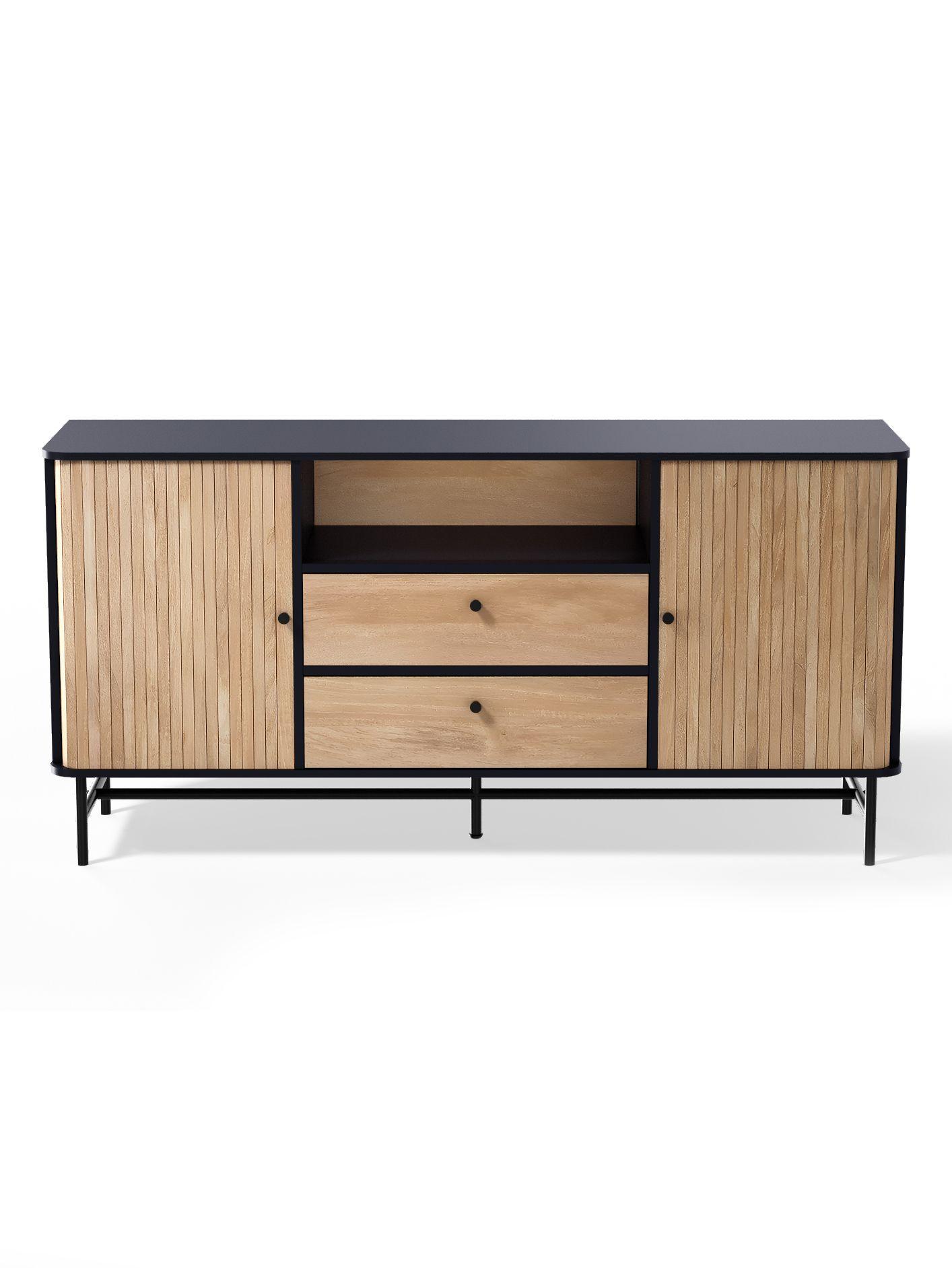 Aparador Buffet Top Living Ebony con Puertas Corredizas-4