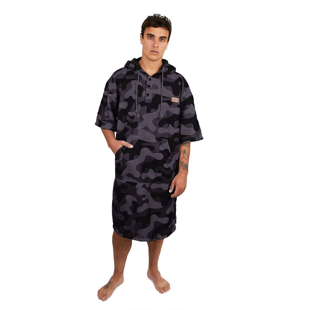 Poncho Cambiador de Surf Camo Negro Kano-0