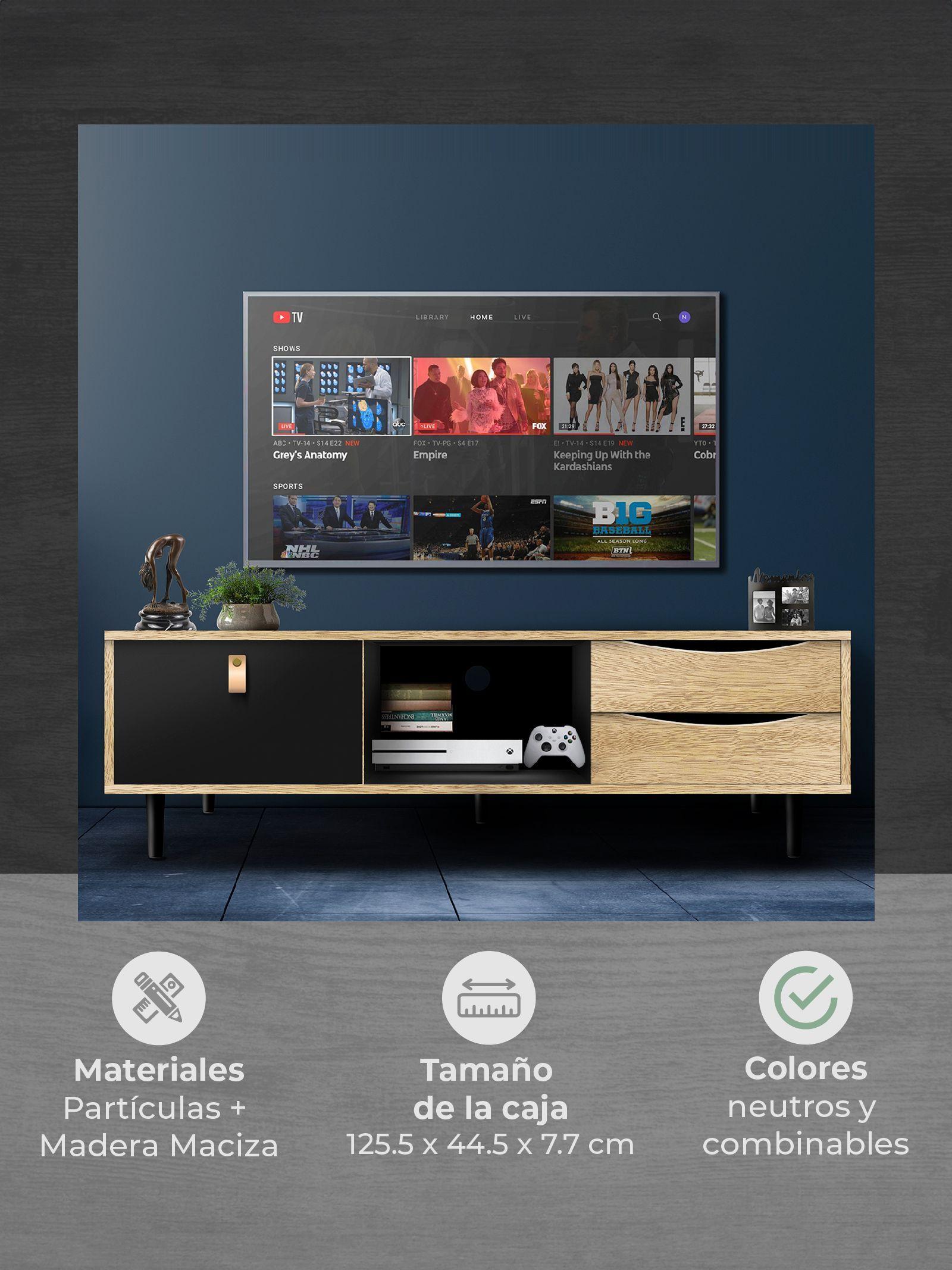 Rack de Tv Negro Top Living Venice con Puerta y Cajones-4