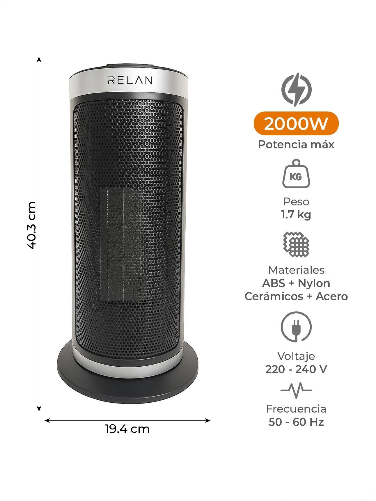 Estufa Eléctrica Termoventilador Relan Calefactor PTC 2000W-2