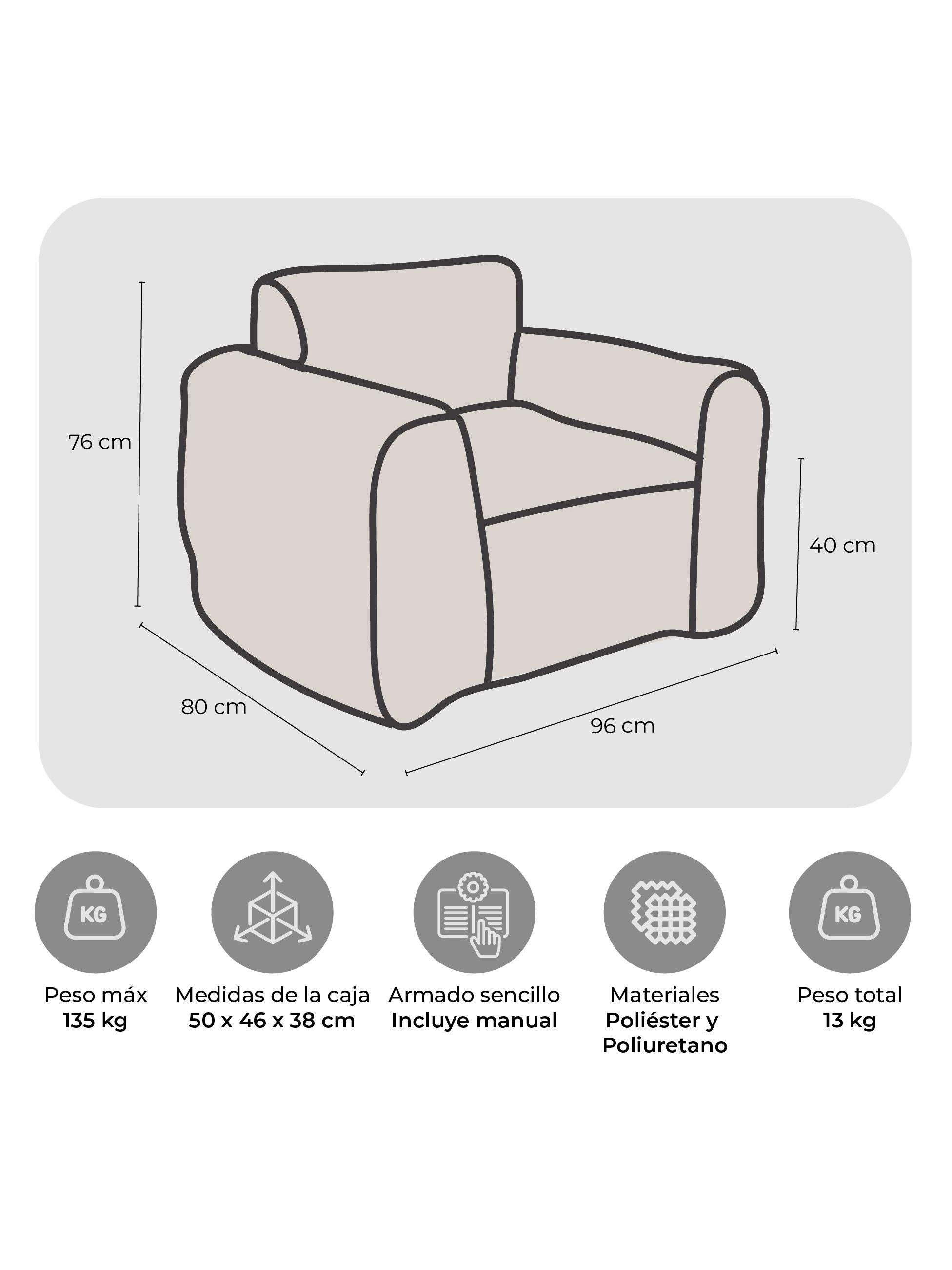 Sillón Pouf / Puff Relan Kubo con Apoyabrazos con Relleno-2