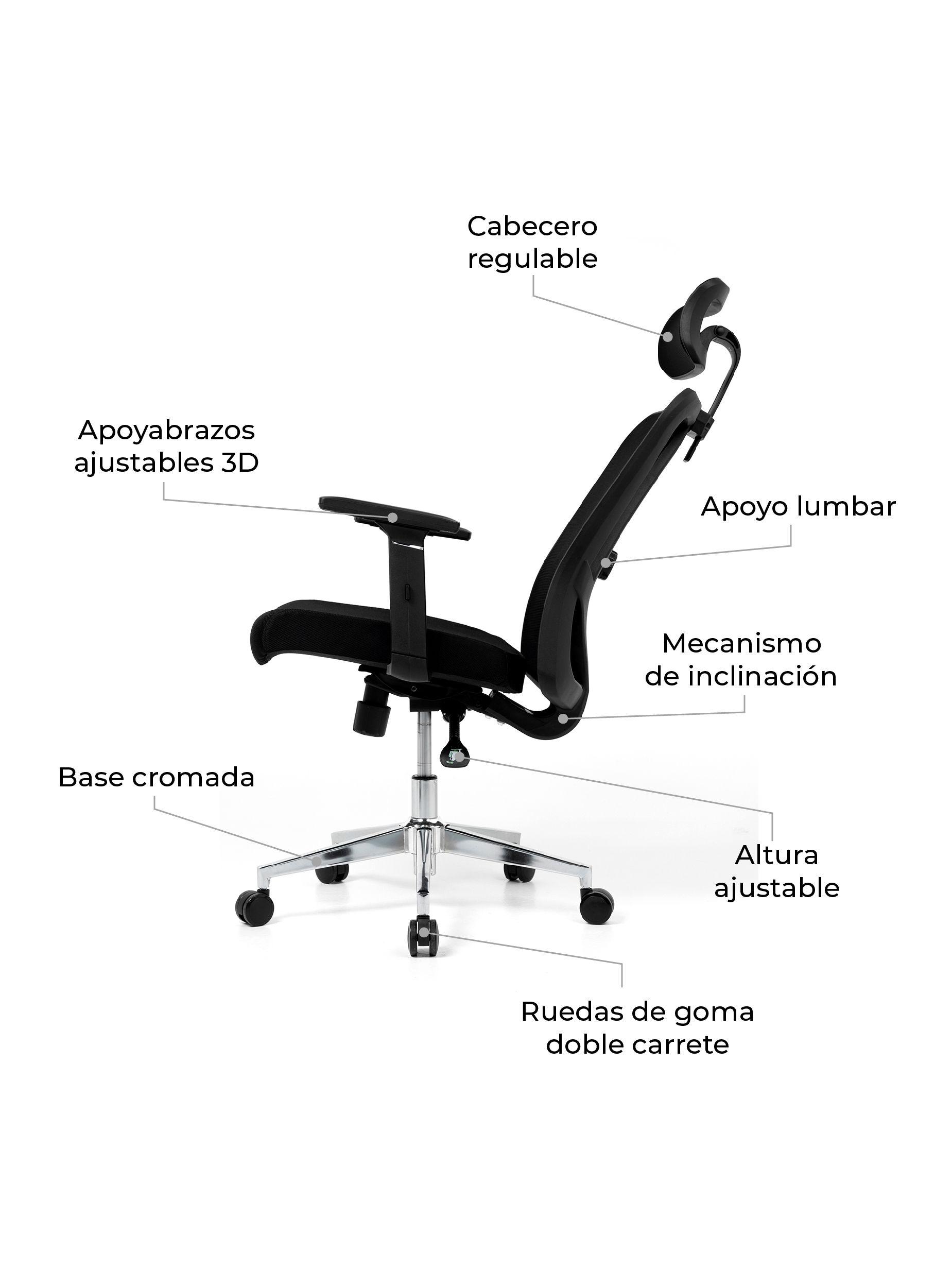 Silla de Escritorio Ergonomus Nairobi con Base Cromada-3