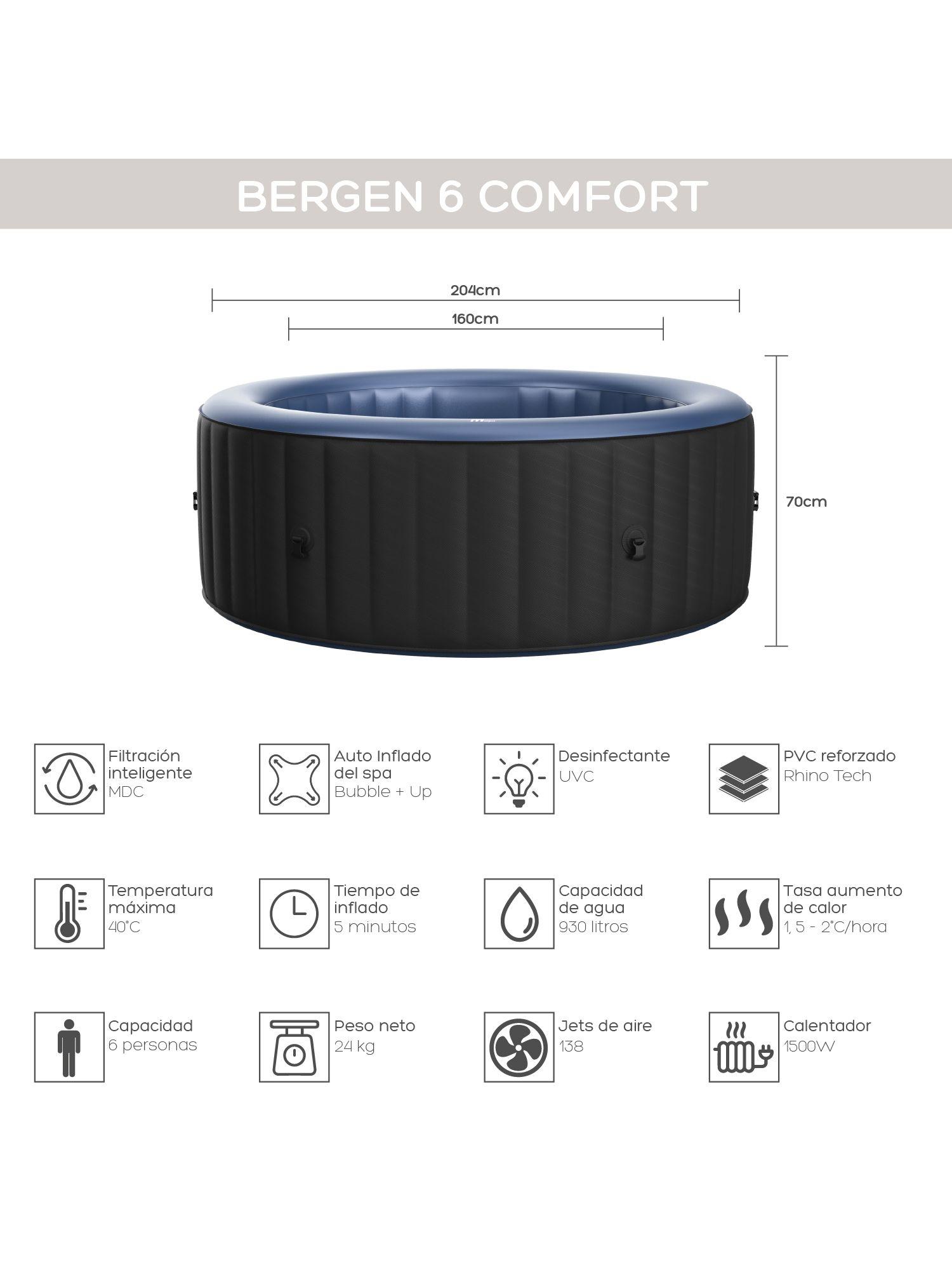 Hot Tub Inflable Bergen Comfort Para 6 Personas MSpa-2