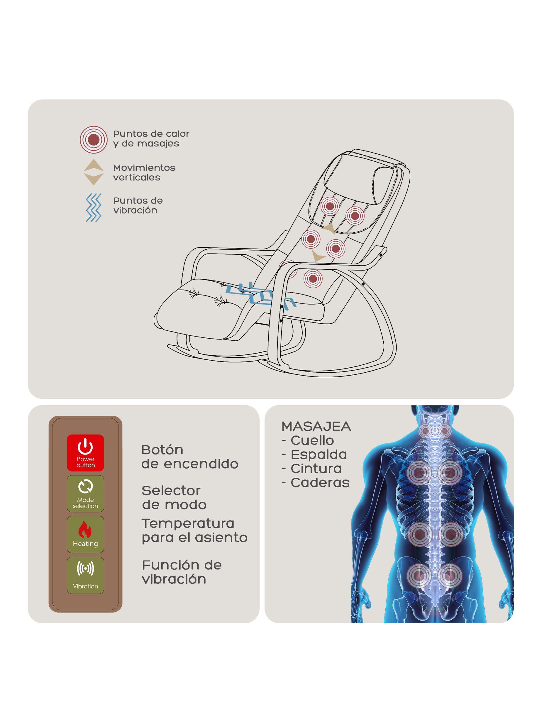 Silla Masajeadora Relan Sand Mecedora Con Vibración y Calor-4