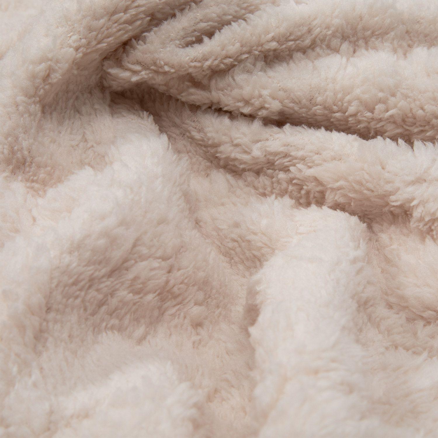 Manta Frazada Sherpa Jacquard Crema Queen Relan-2