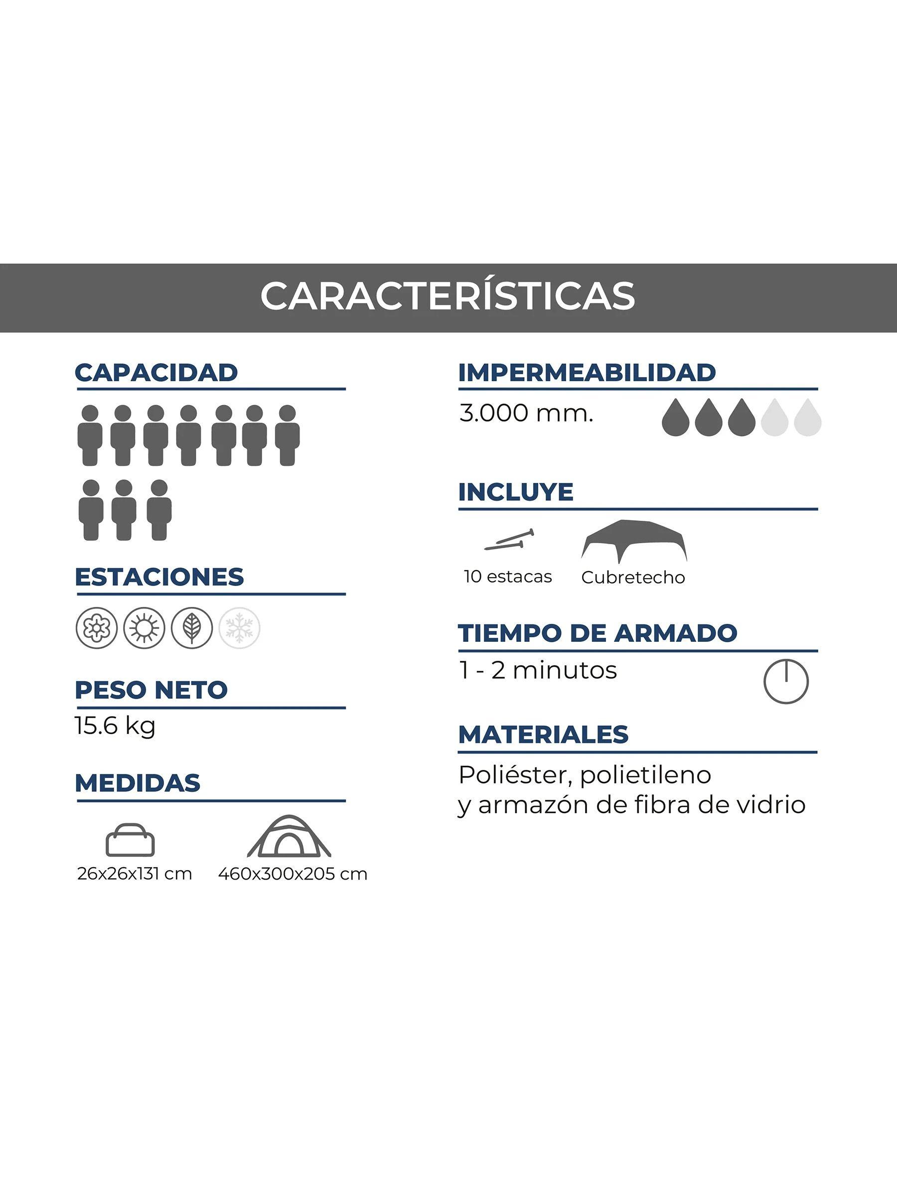 Carpa Baker Camping Automática Instant 10 personas Impermeable-4