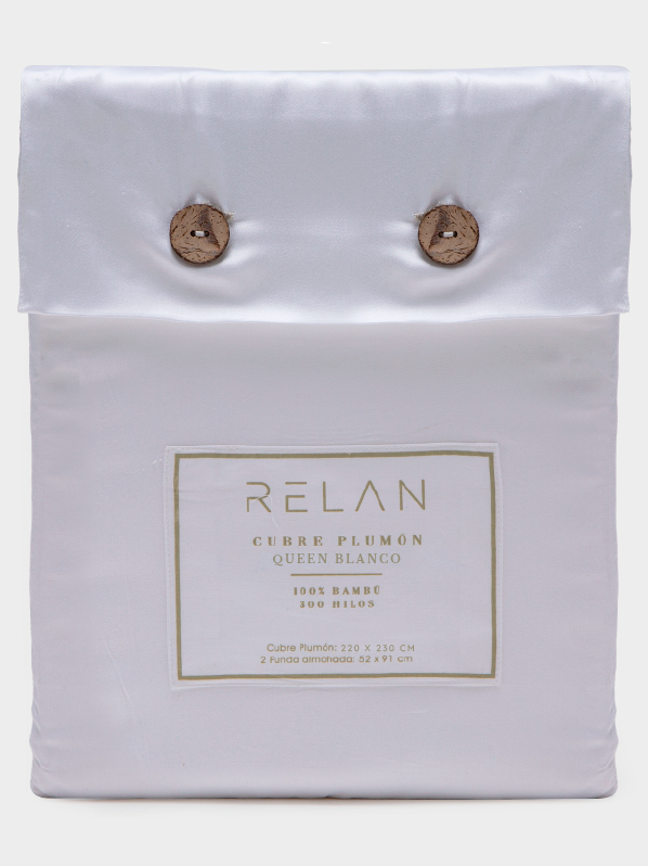 Cubre Plumón de Bambú Blanco Super King Relan-4