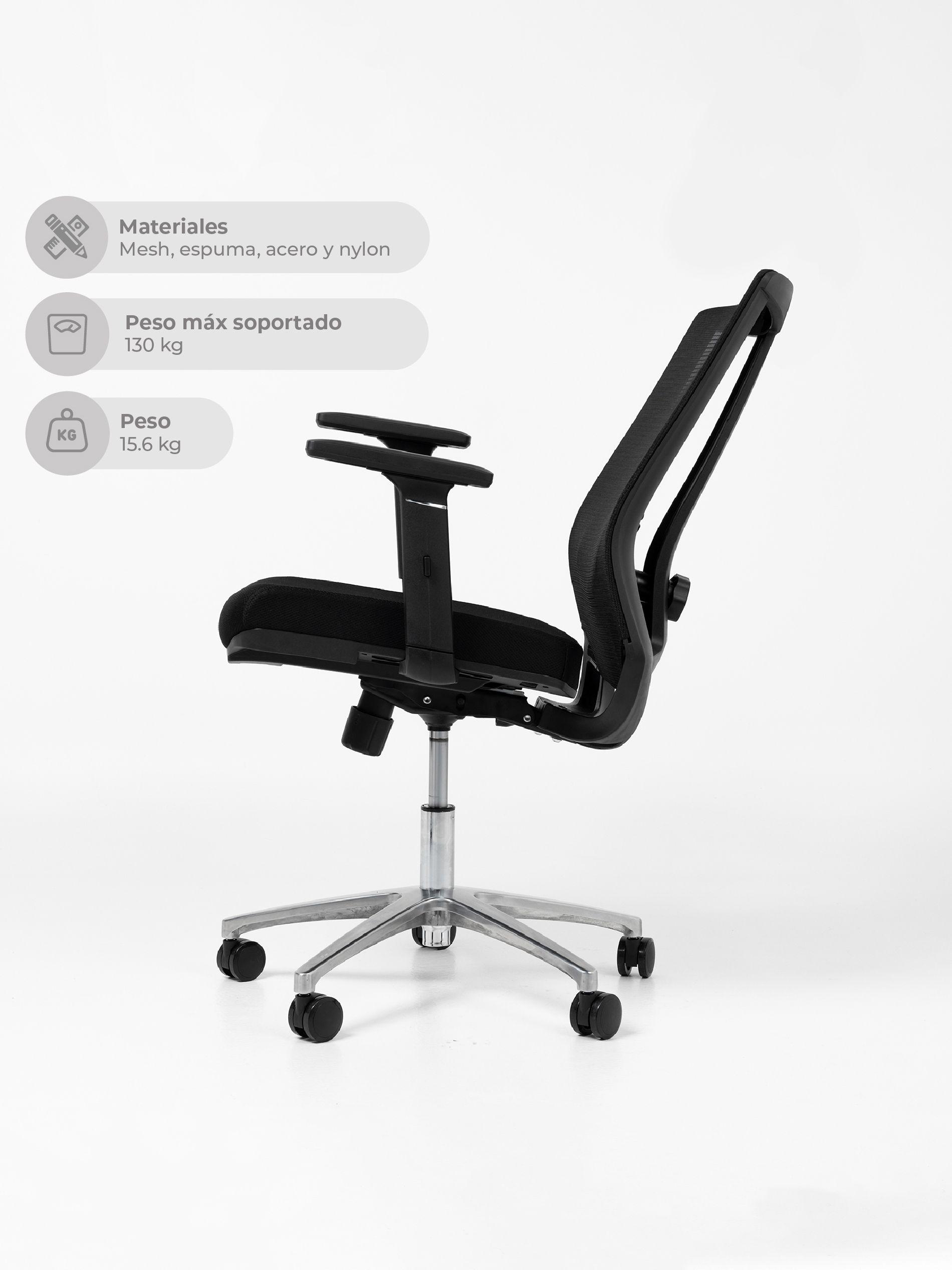 Silla de Escritorio Ajustable Ergonomus Sendai Cromada-6
