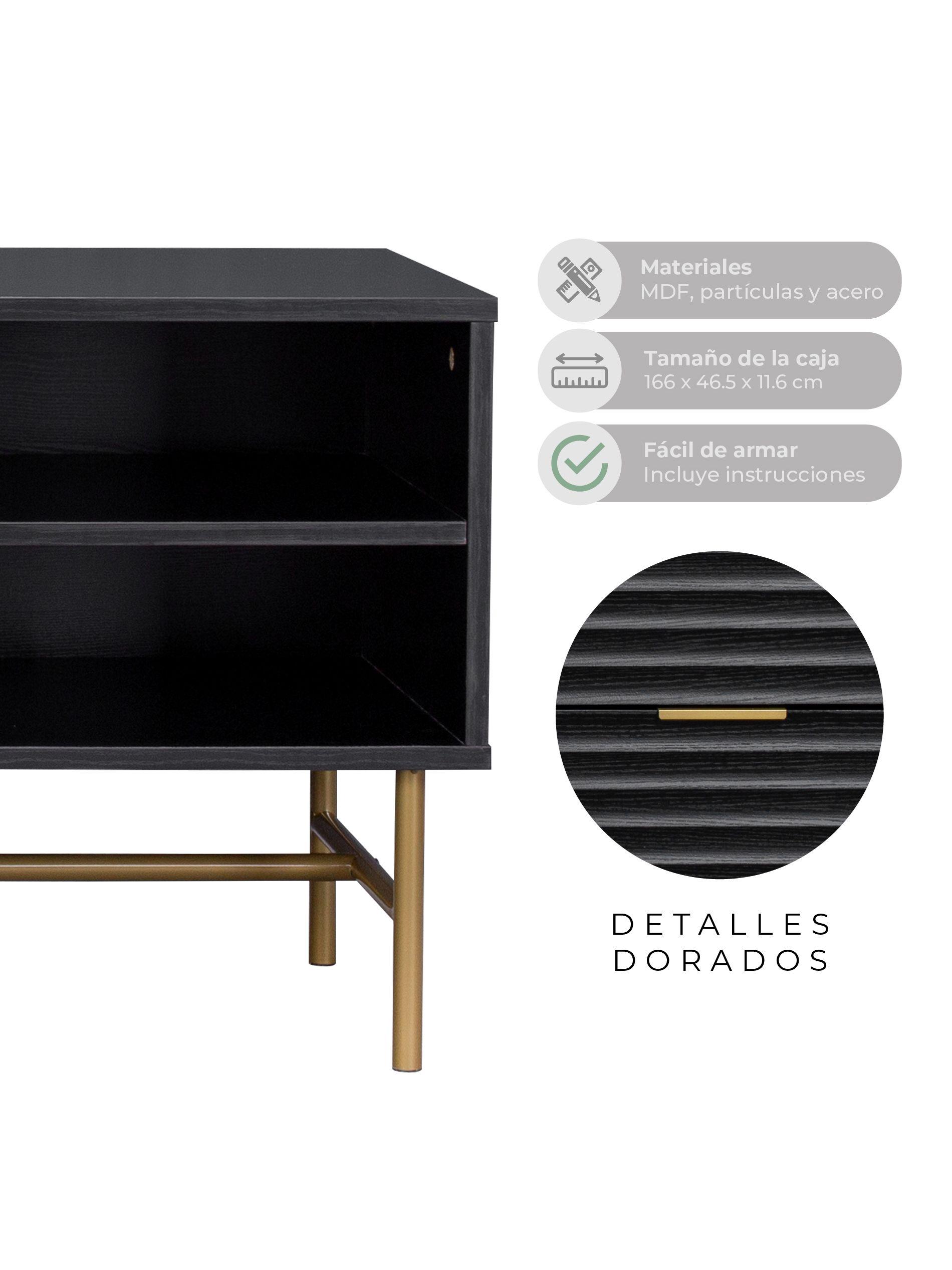 Rack de Tv Acanalado Top Living Queens con Puertas Estante-2