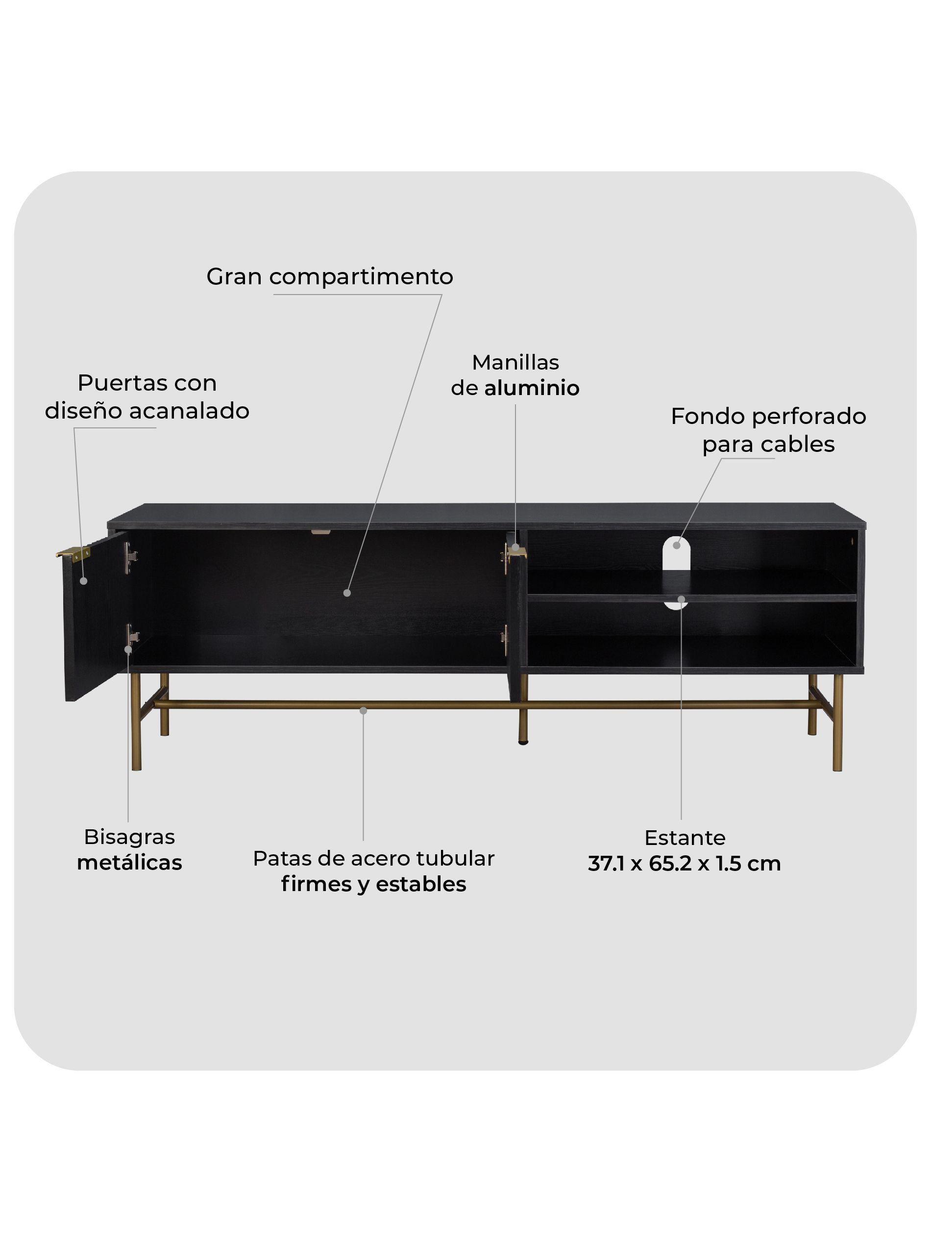 Rack de Tv Acanalado Top Living Queens con Puertas Estante-4