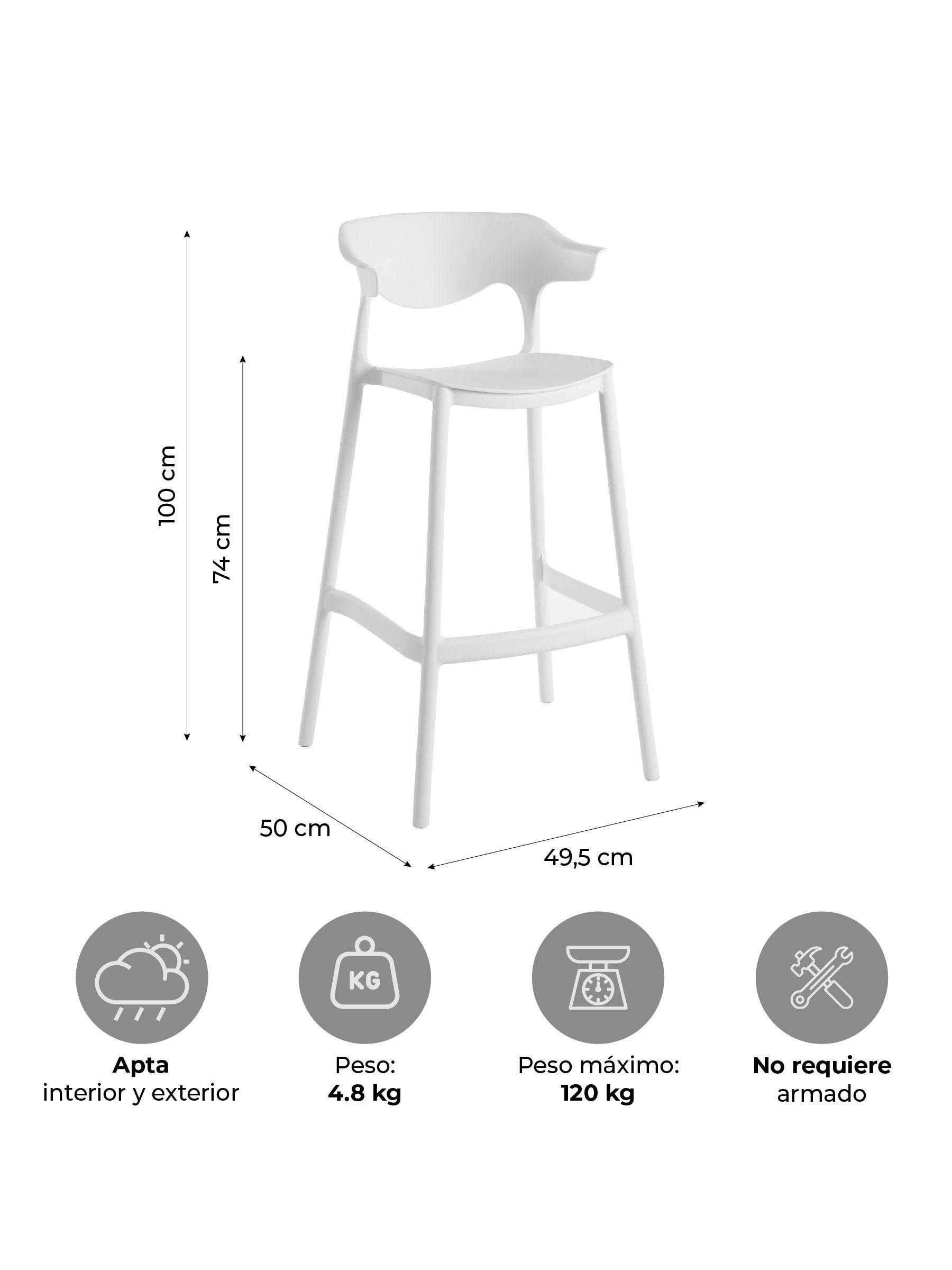 Piso Silla Alta de Bar Top Living Esparta Taburete Apilable-2