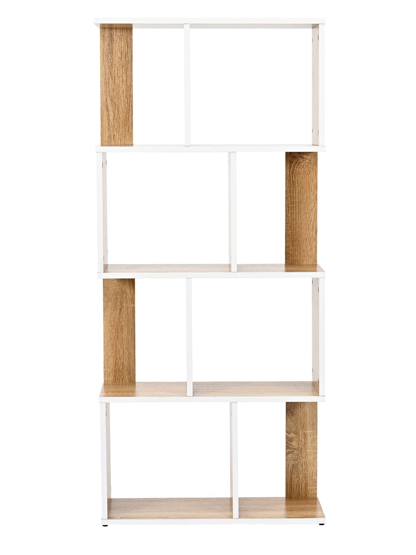 Estante Librero Vertical Top Living Book-0 Madera y Blanco-8