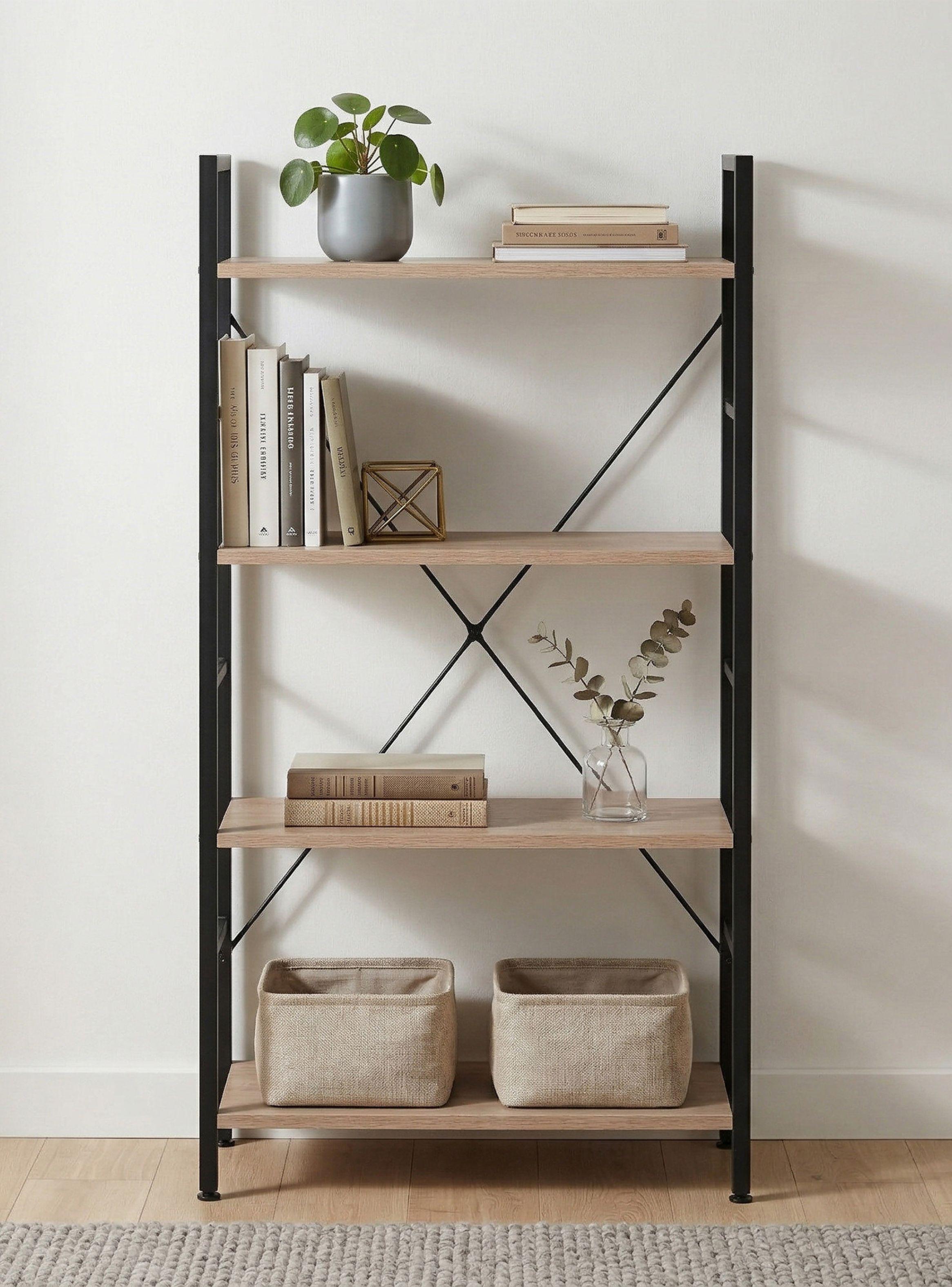 Librero Biblioteca Estilo Industrial Simil Madera 5 estantes-6