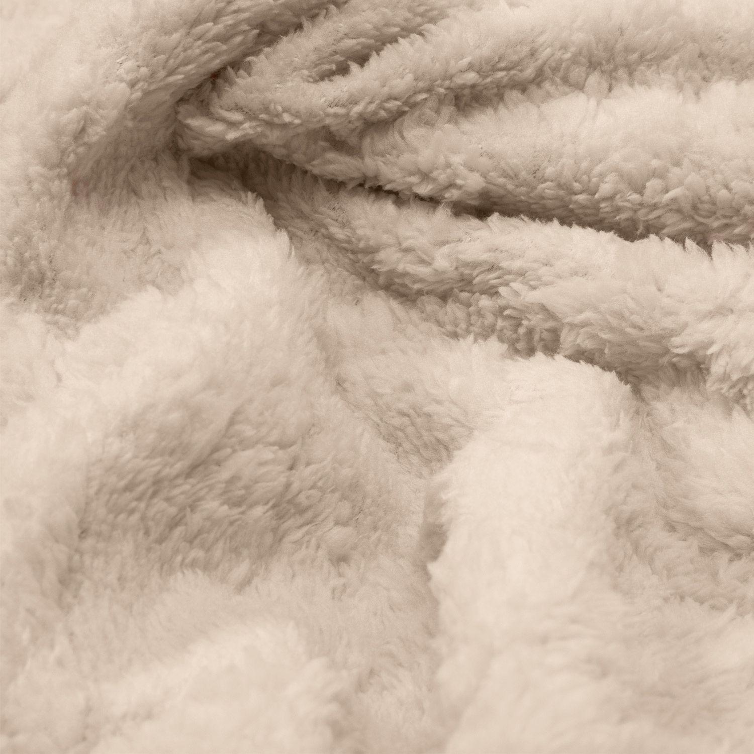 Manta Sherpa Polar Franela Beige 1,5 Plazas / Frazada Beige Relan-2
