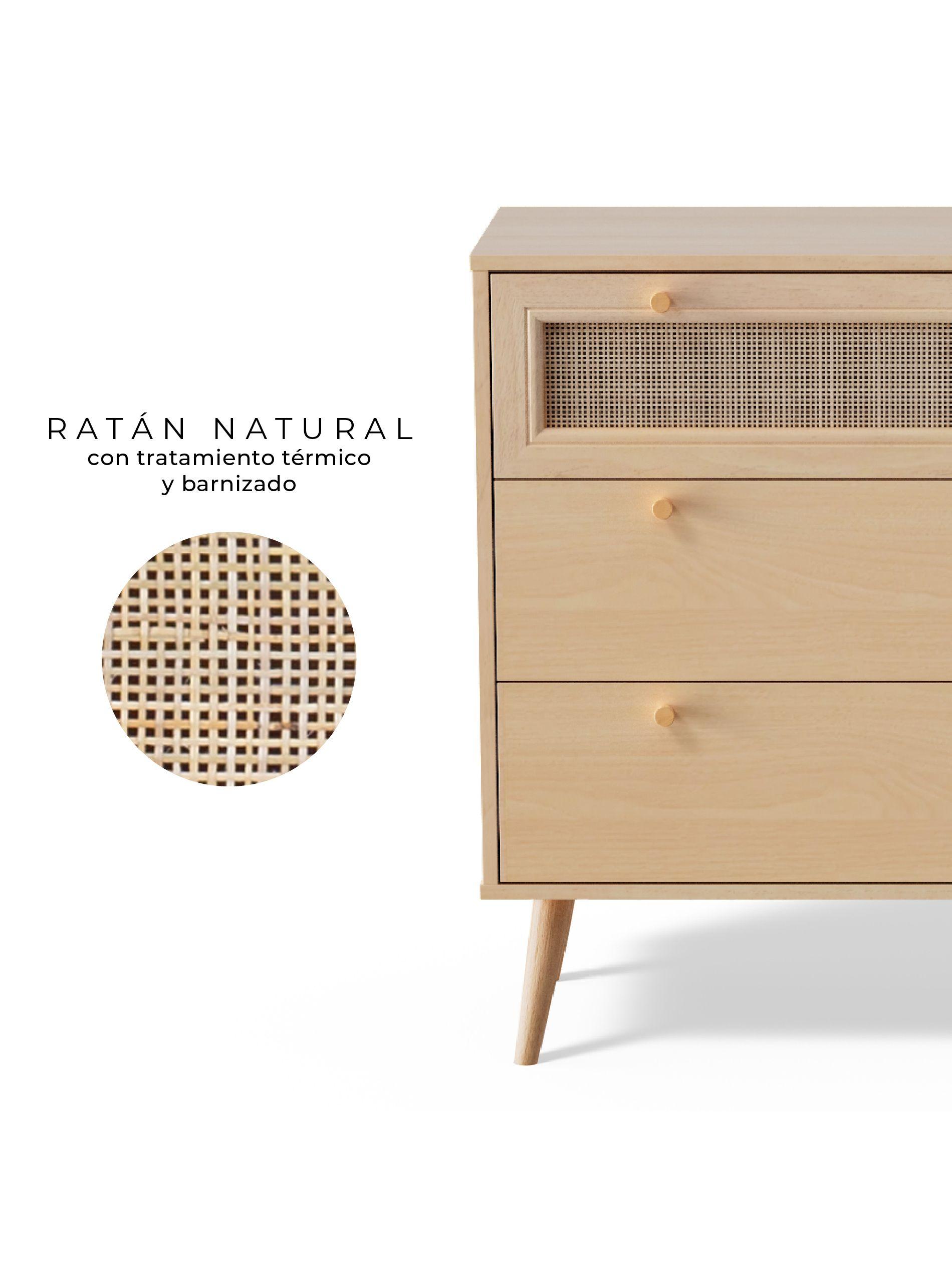 Cómoda con Ratán Top Living Calcuta Cajonera de 3 Cajones-4