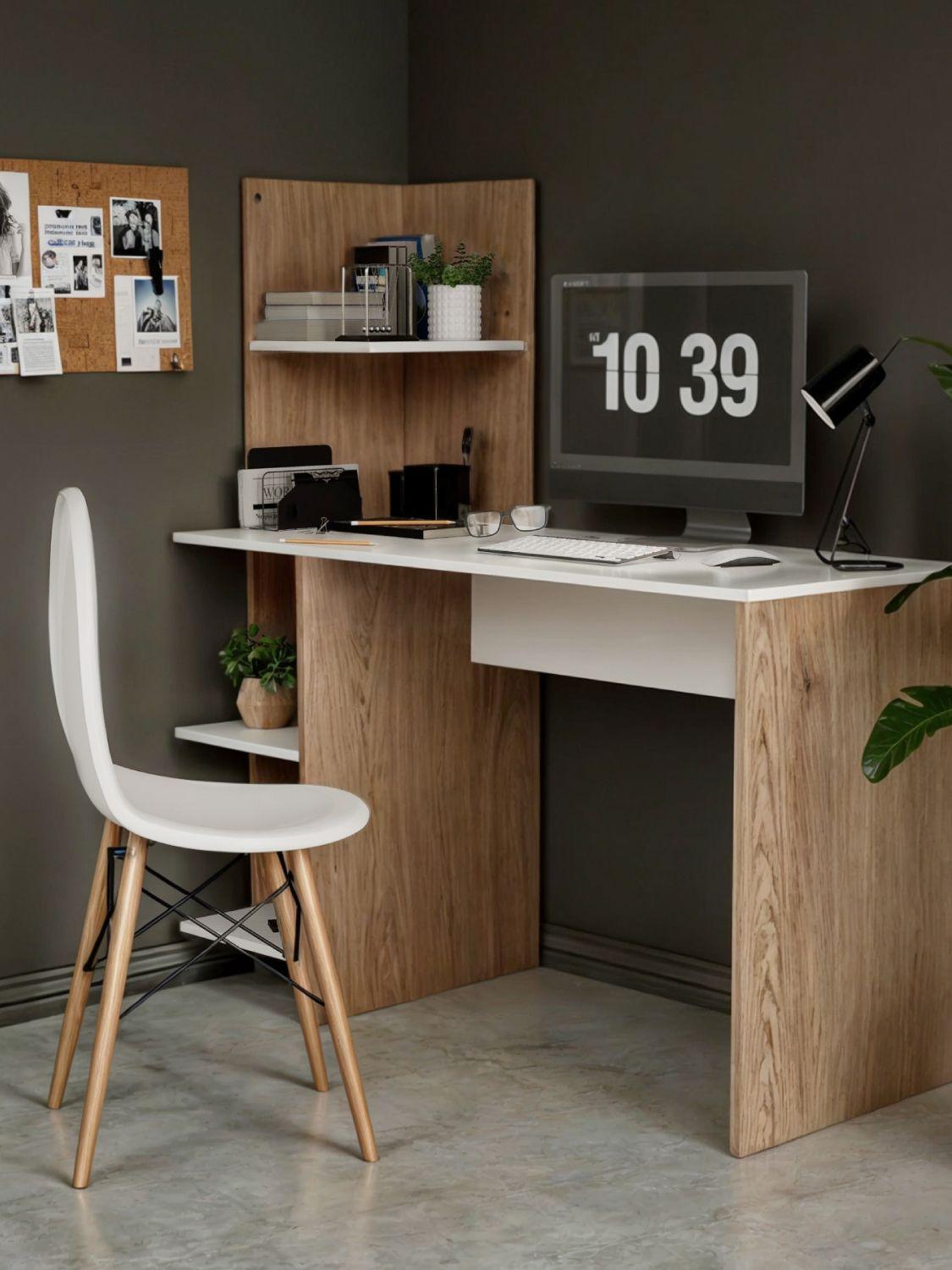 Escritorio con Librero Top Living Maple Nórdico Estantes-8