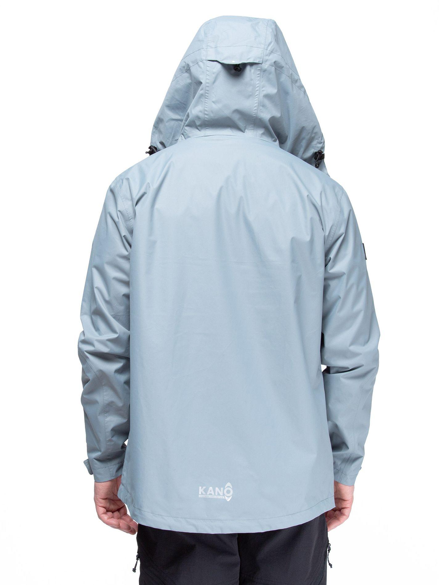 Chaqueta Cortavientos Impermeable Hombre Azul con Gorro-2