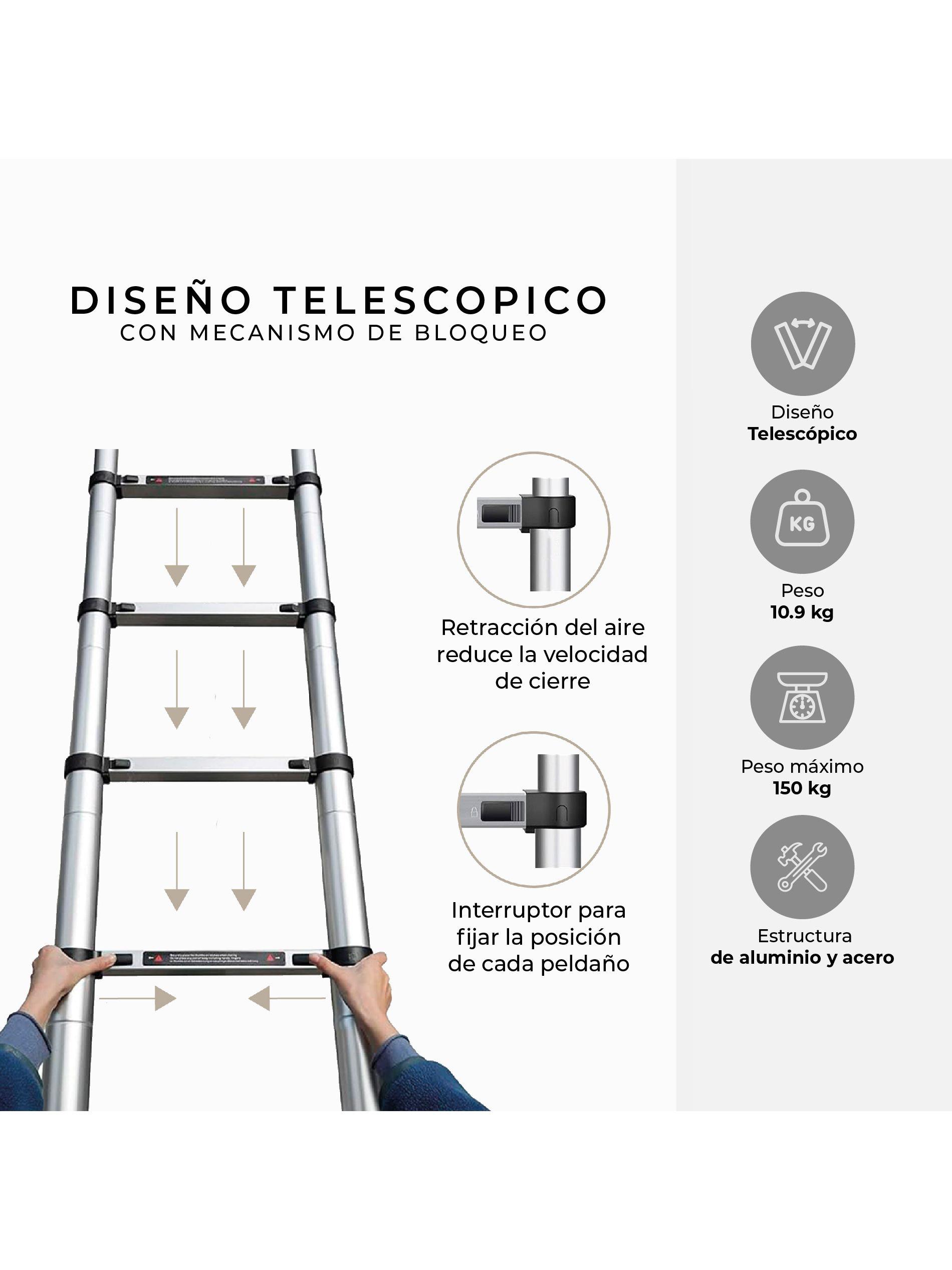 Escalera Telescópica Halten 4,3 Mts Aluminio Retráctil-3