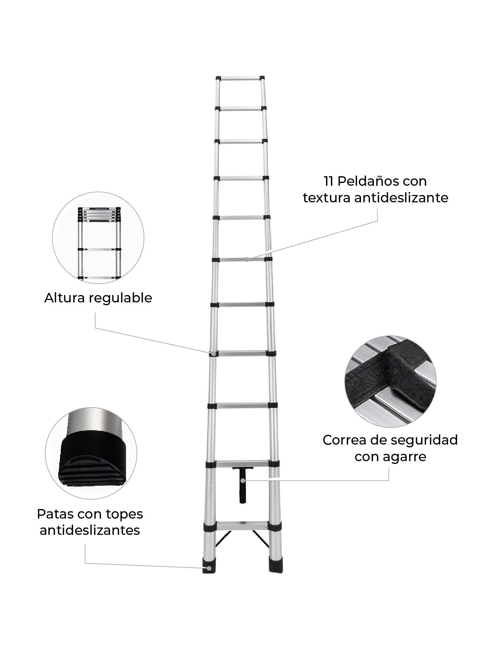 Escalera Telescópica Halten 4,3 Mts Aluminio Retráctil-4