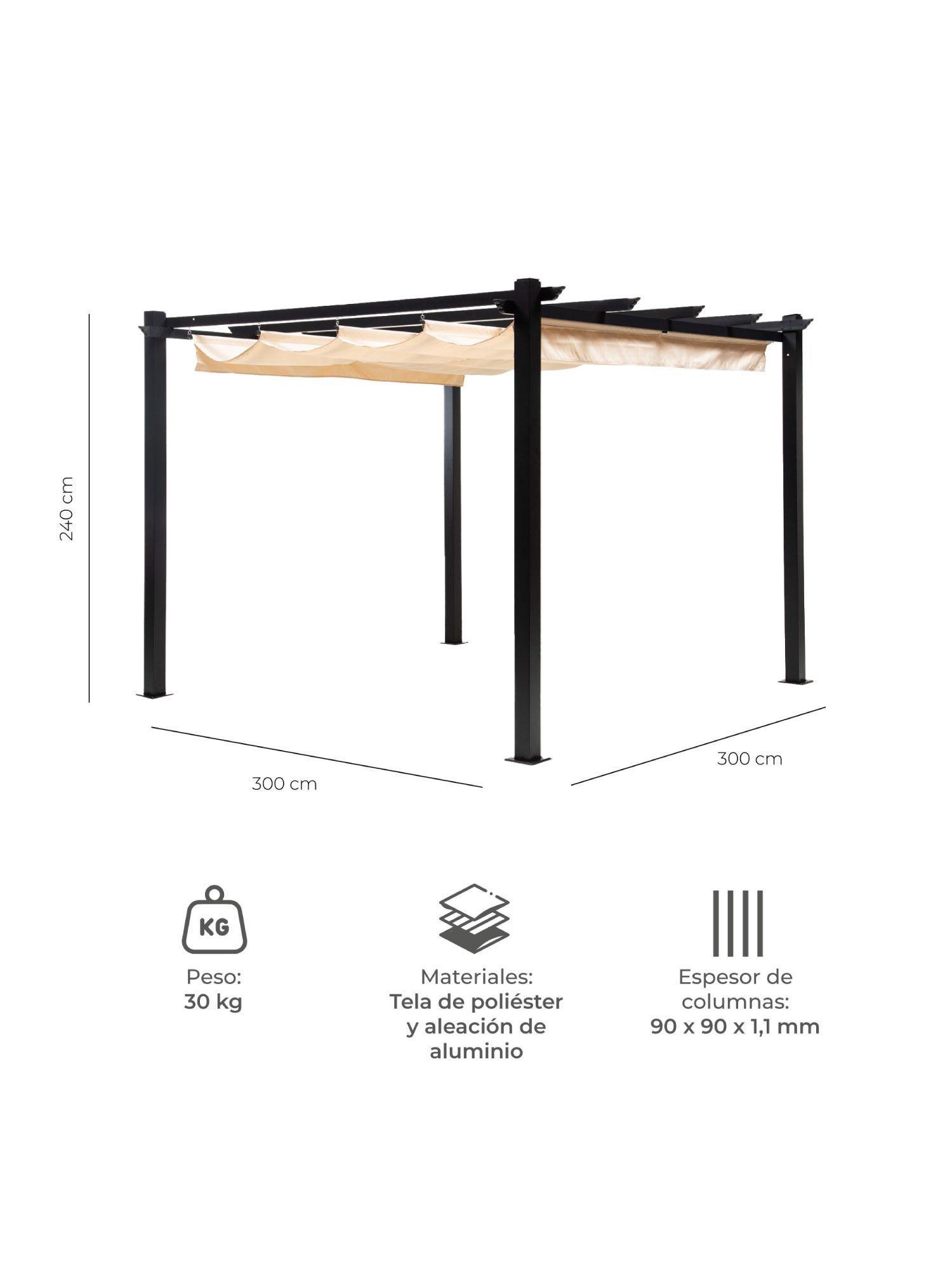 Pérgola Retráctil Relan Tipo Romana Gazebo Toldo 3x3 Mts-2