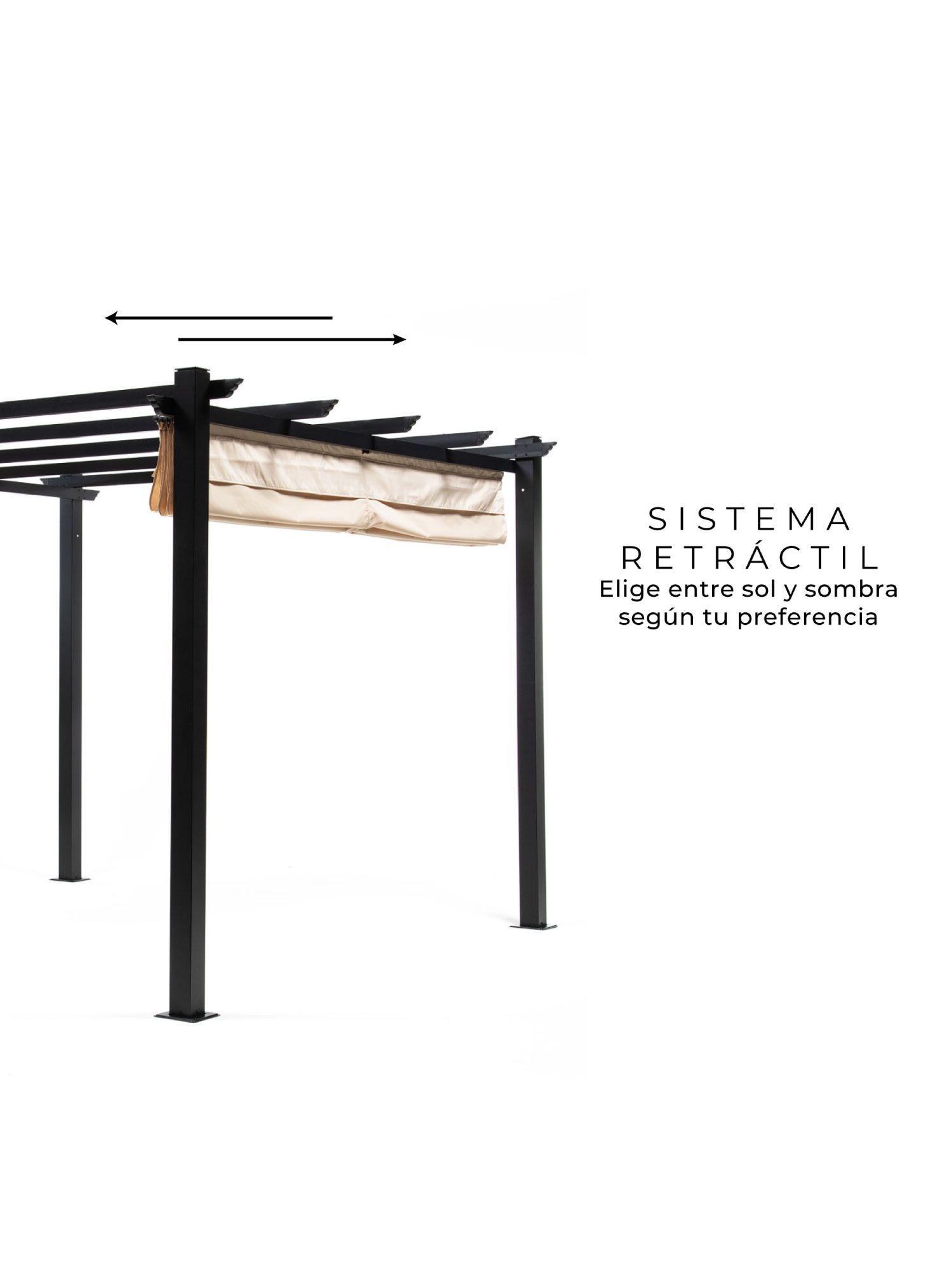 Pérgola Retráctil Relan Tipo Romana Gazebo Toldo 3x3 Mts-5