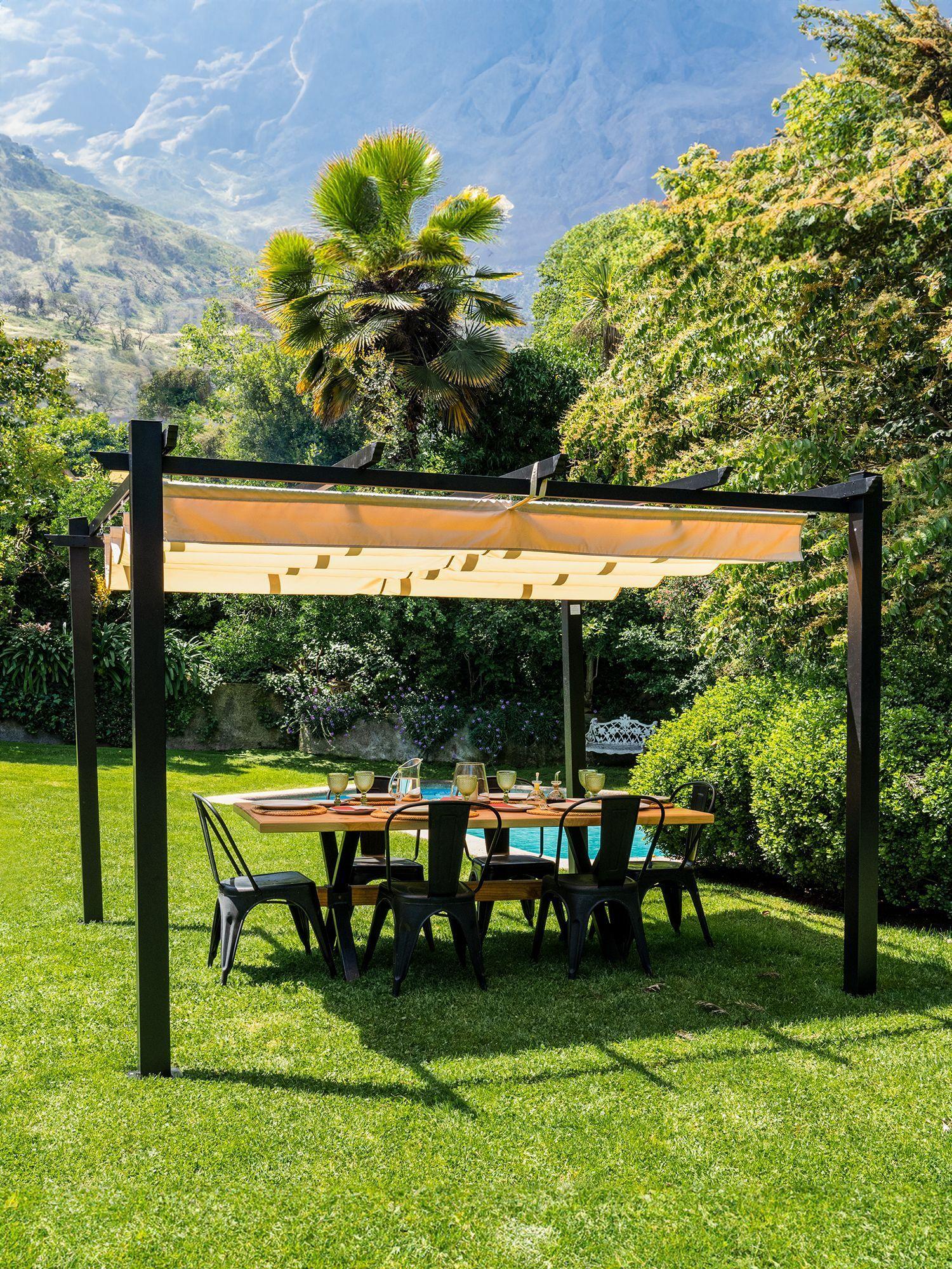 Pérgola Retráctil Relan Tipo Romana Gazebo Toldo 3x3 Mts-1